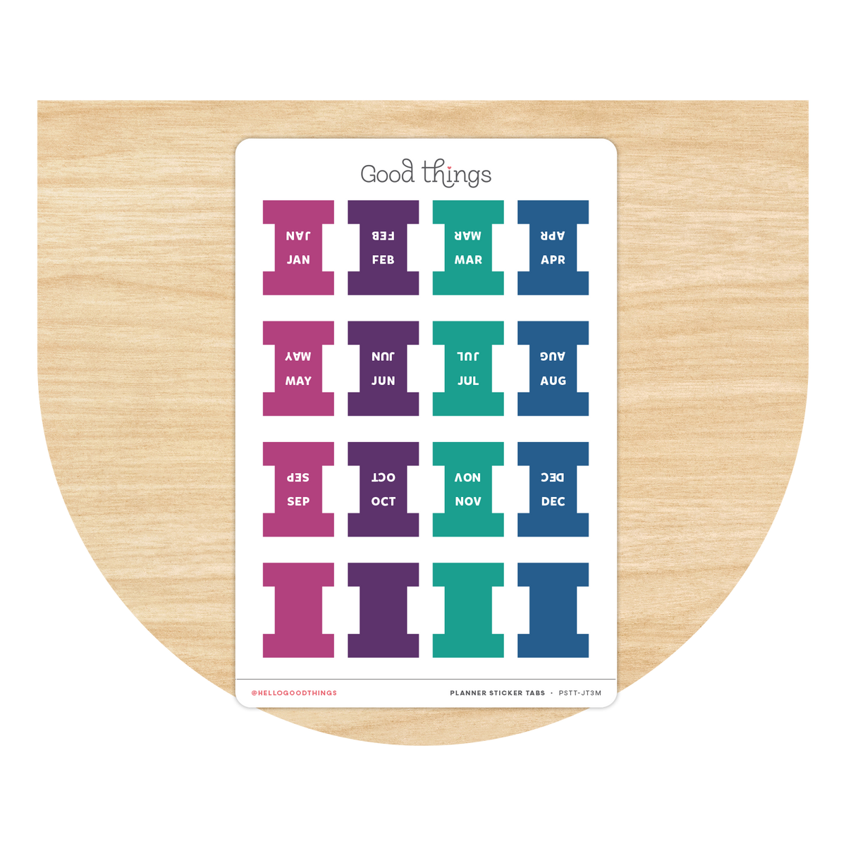 Monthly Planner Small Divider Tabs - Jewel Tones