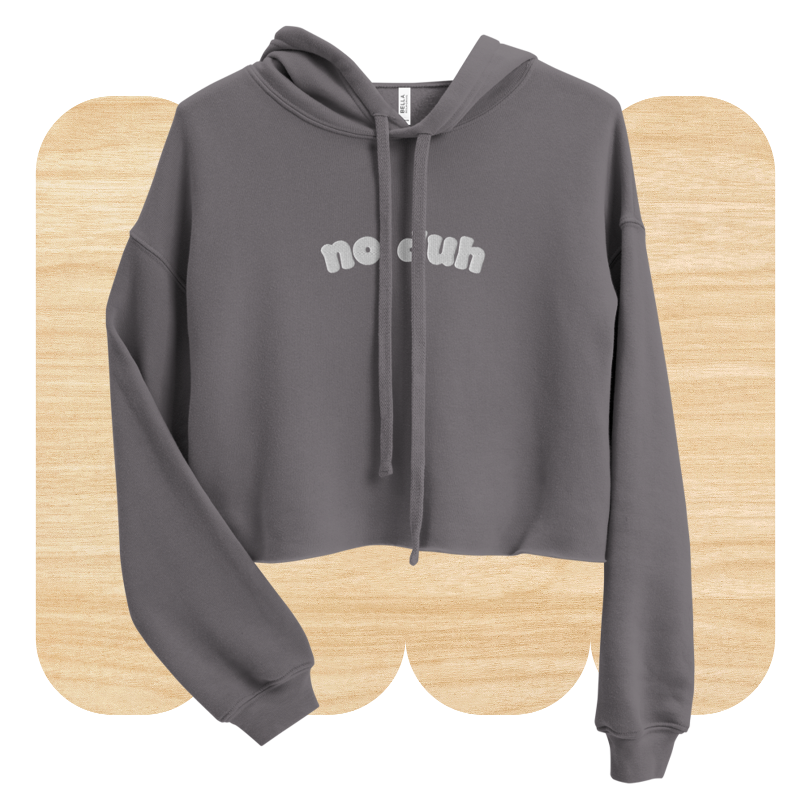 No Duh Embroidered 90s Cropped Hoodie by Good Things