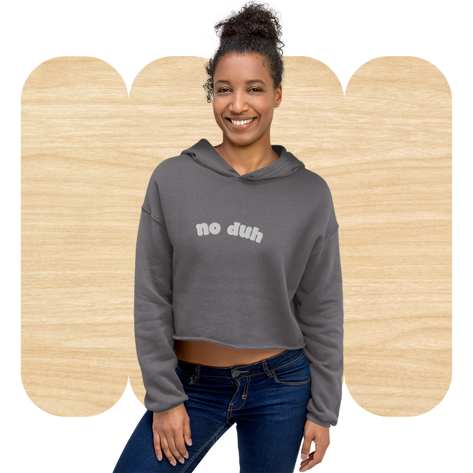 No Duh Embroidered 90s Cropped Hoodie by Good Things