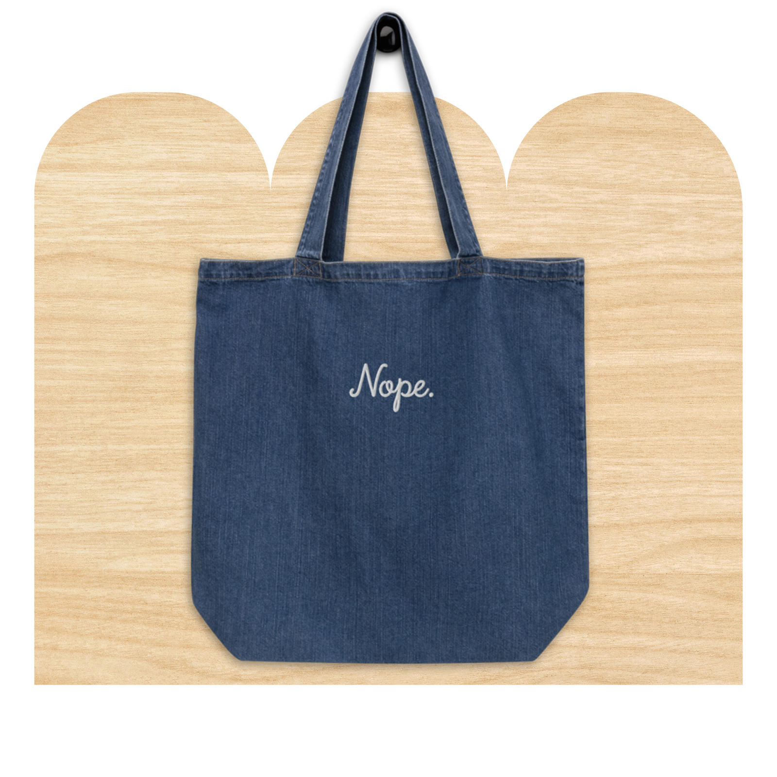 Nope Embroidered Denim Tote Bag by Good Things