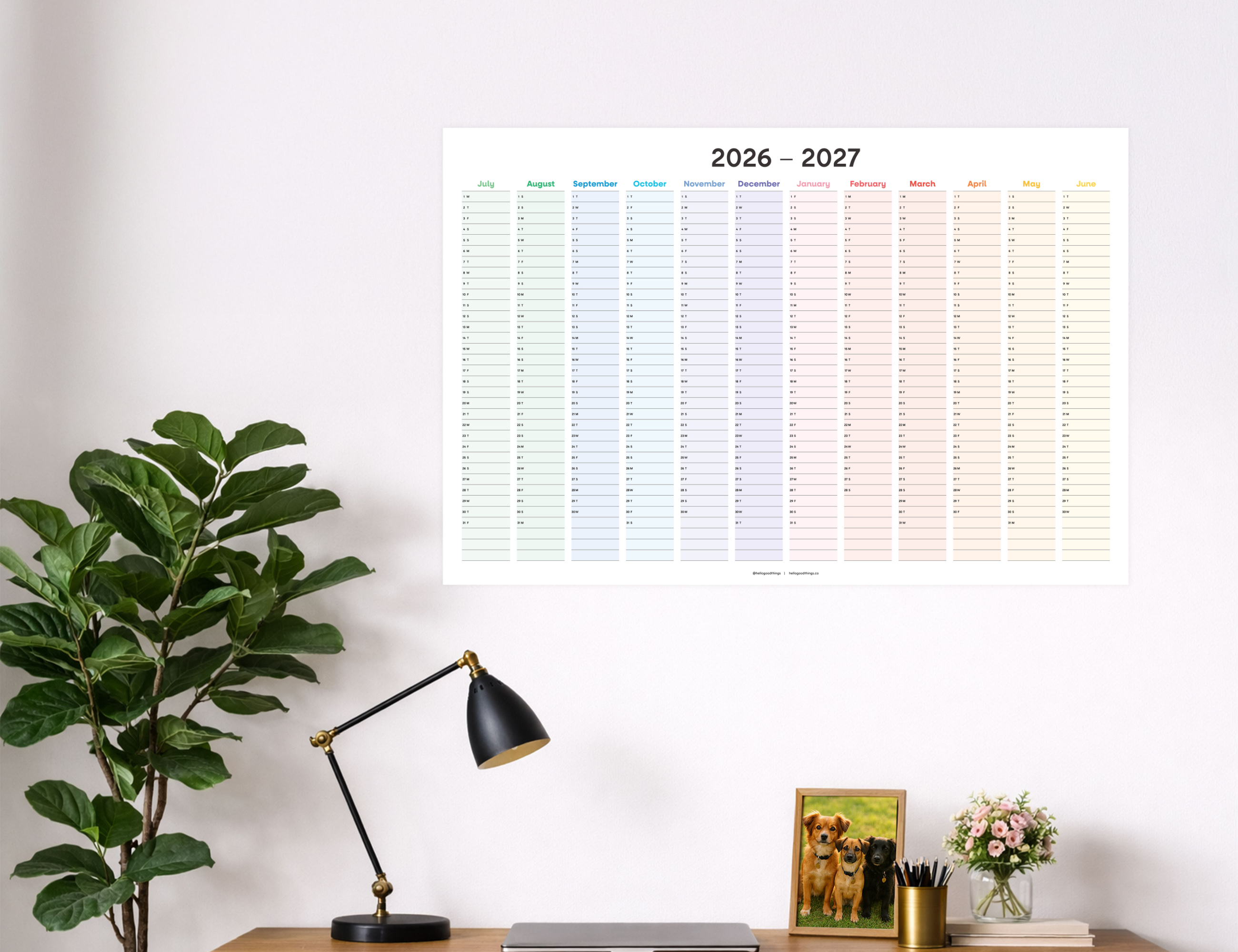2026-2027 Wall Poster Calendar - Rainbow
