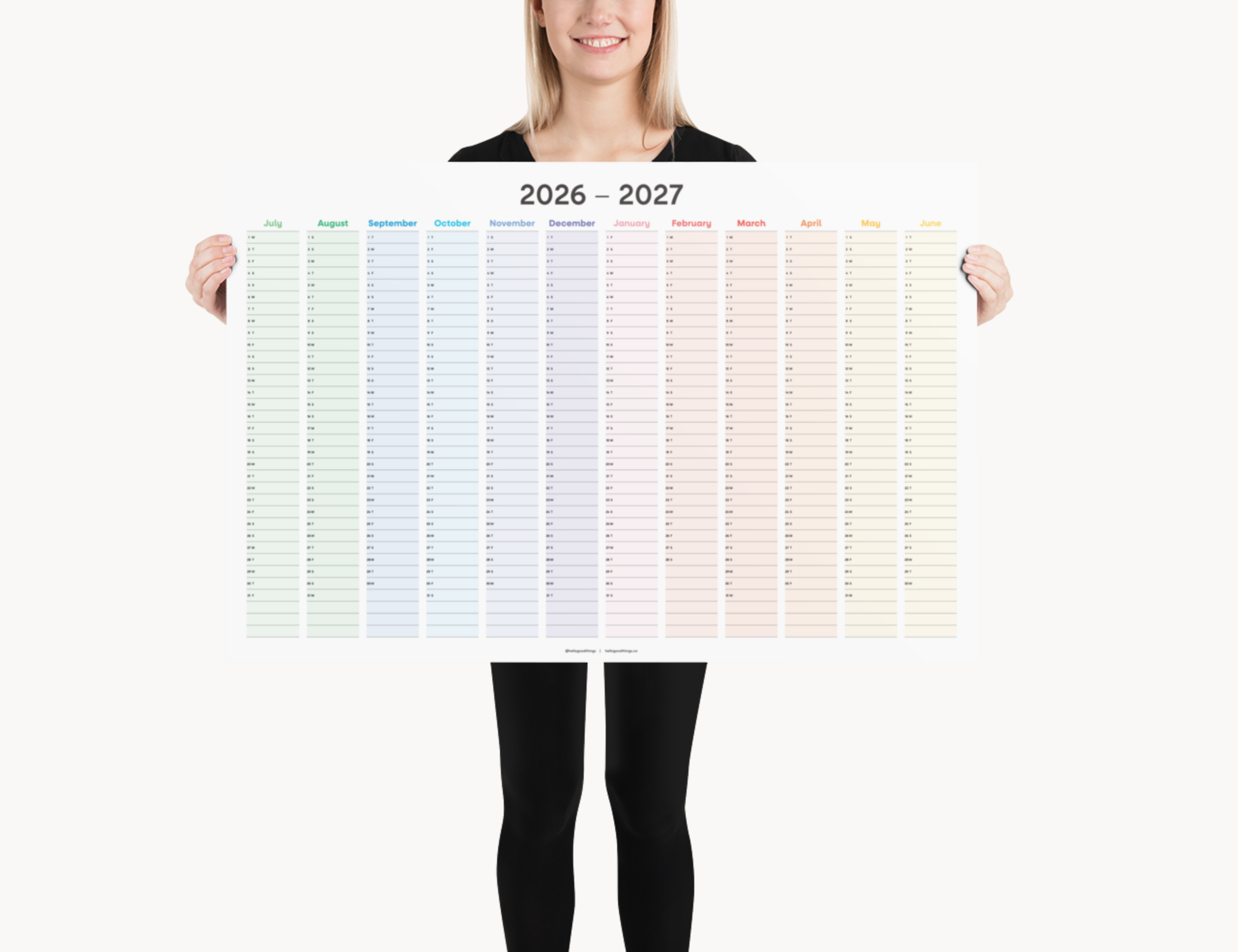 2026-2027 Wall Poster Calendar - Rainbow