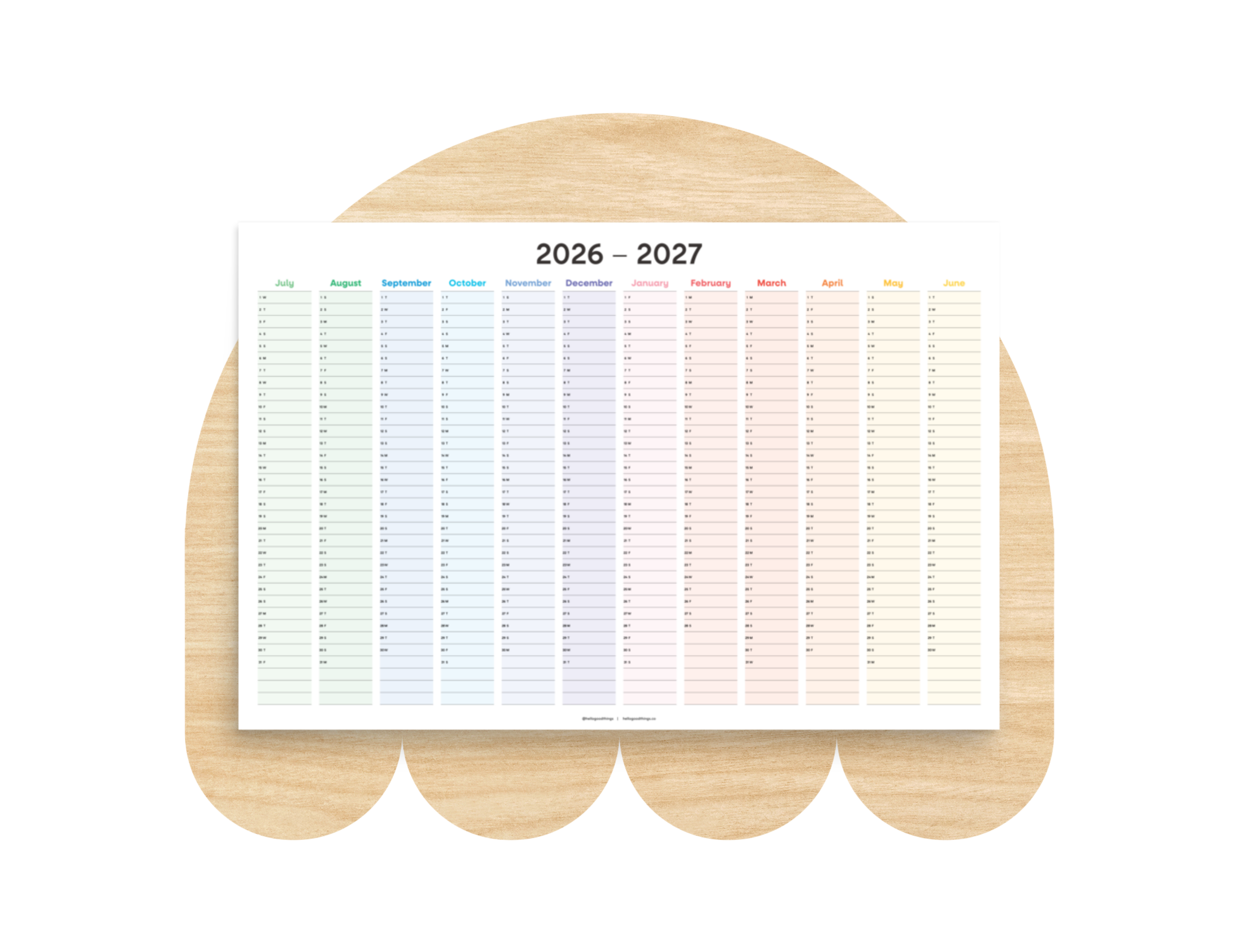 2026-2027 Wall Poster Calendar - Rainbow