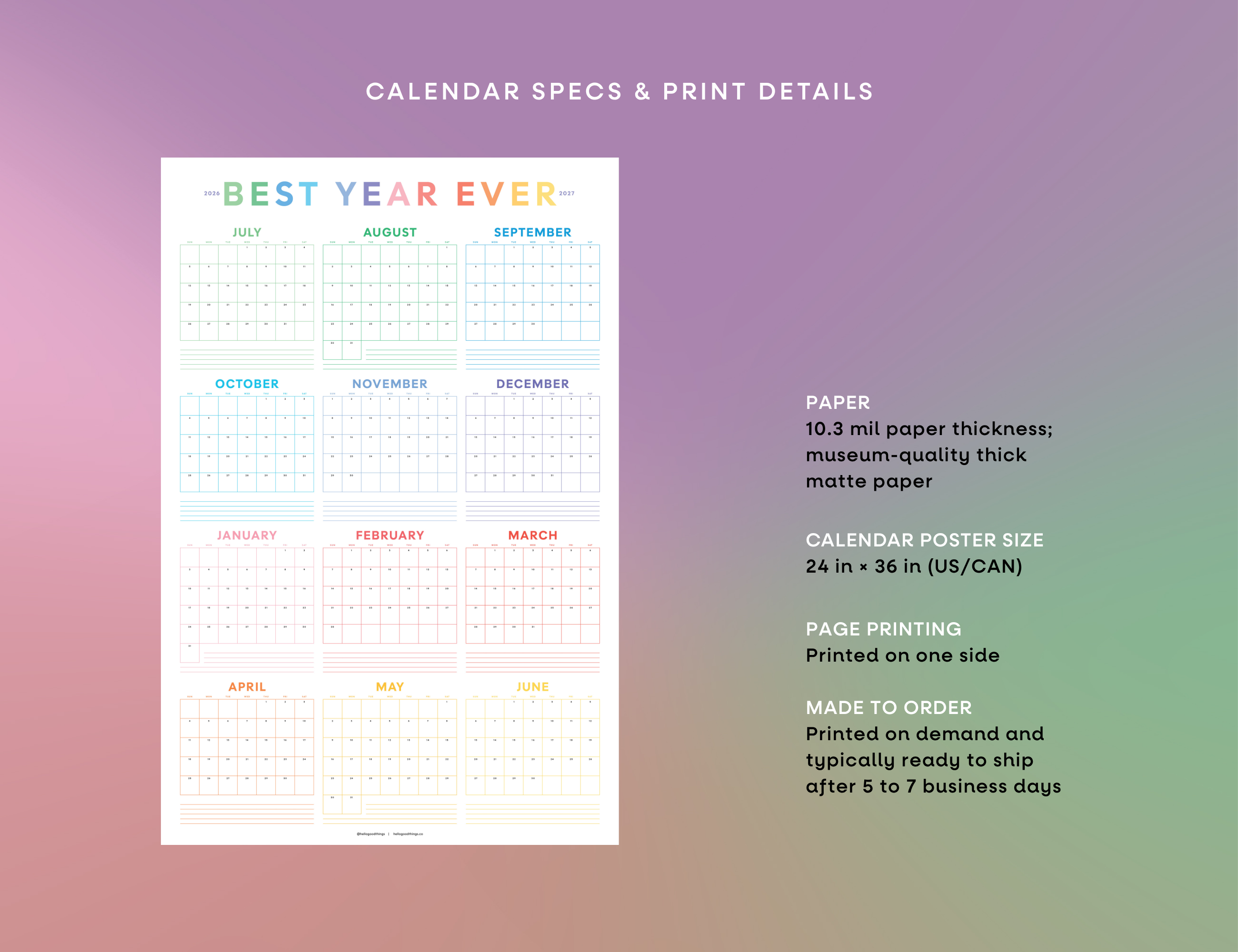 2026-2027 Wall Poster Calendar - Best Year Ever