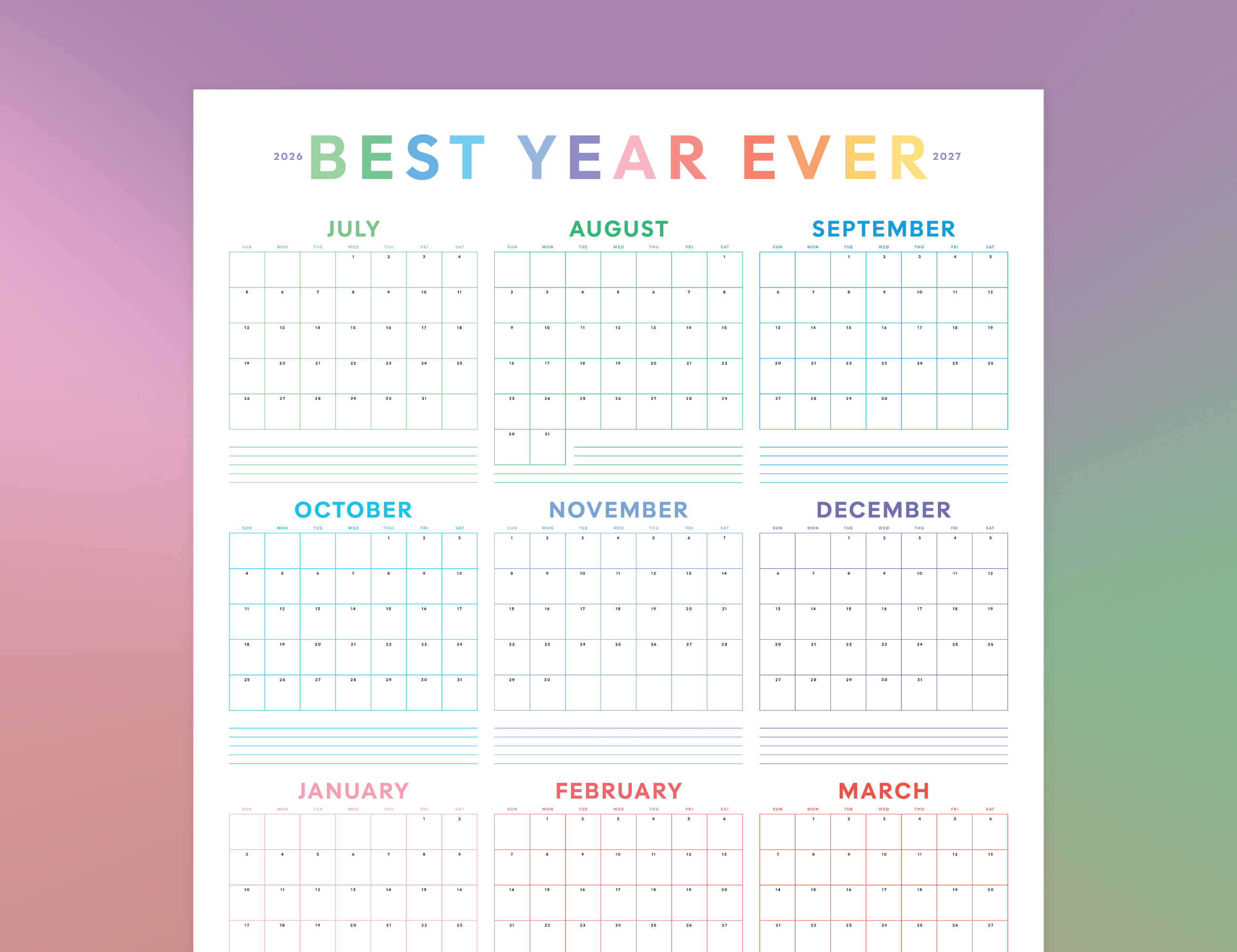 2026-2027 Wall Poster Calendar - Best Year Ever