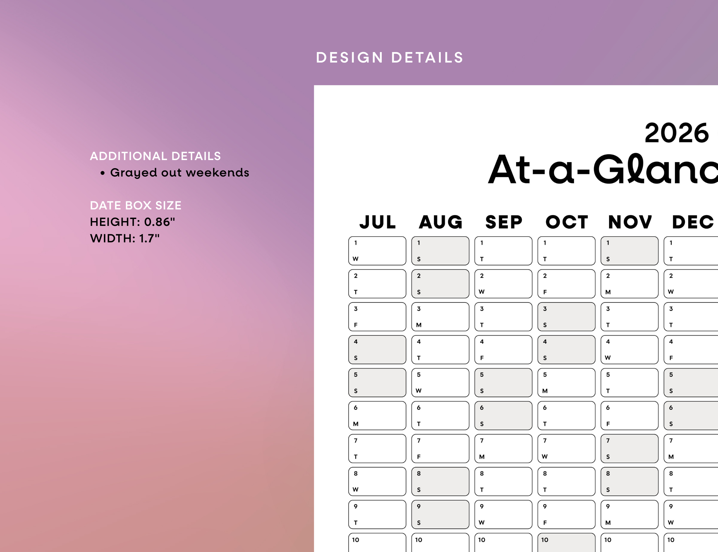 2026-2027 Wall Poster Calendar - At-a-Glance Calendar (Black & White)
