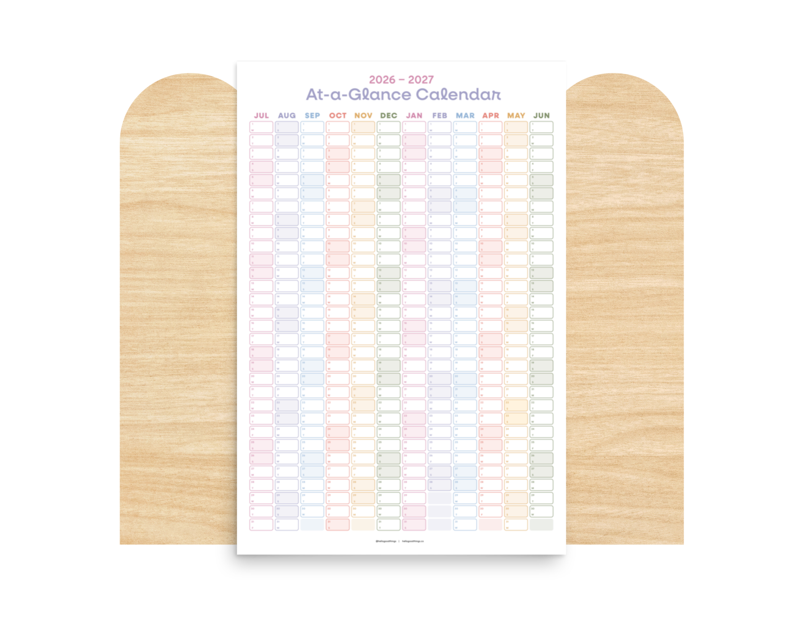 2026-2027 Wall Poster Calendar - At-a-Glance Calendar (Golden Hour)