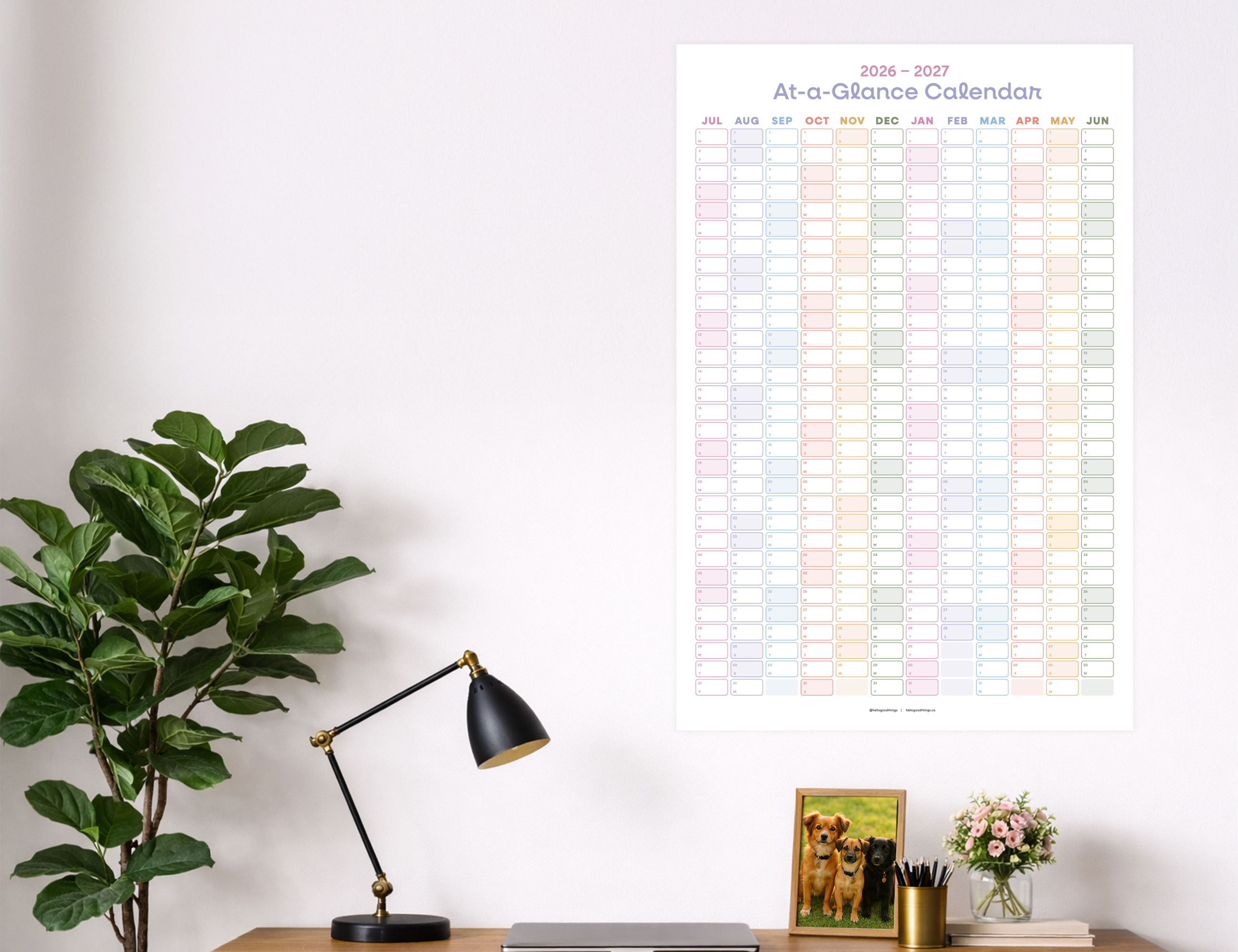 2026-2027 Wall Poster Calendar - At-a-Glance Calendar (Golden Hour)