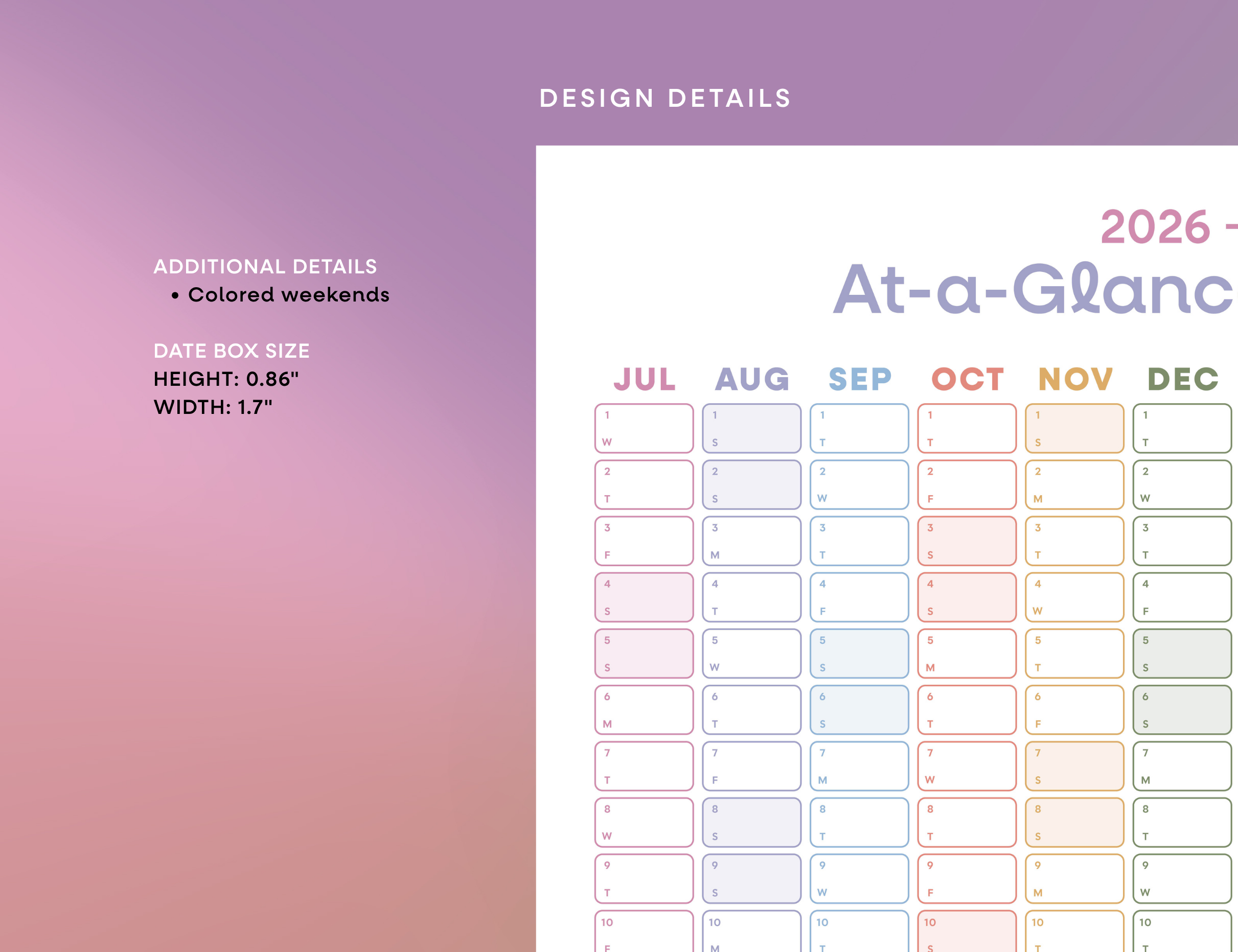 2026-2027 Wall Poster Calendar - At-a-Glance Calendar (Golden Hour)