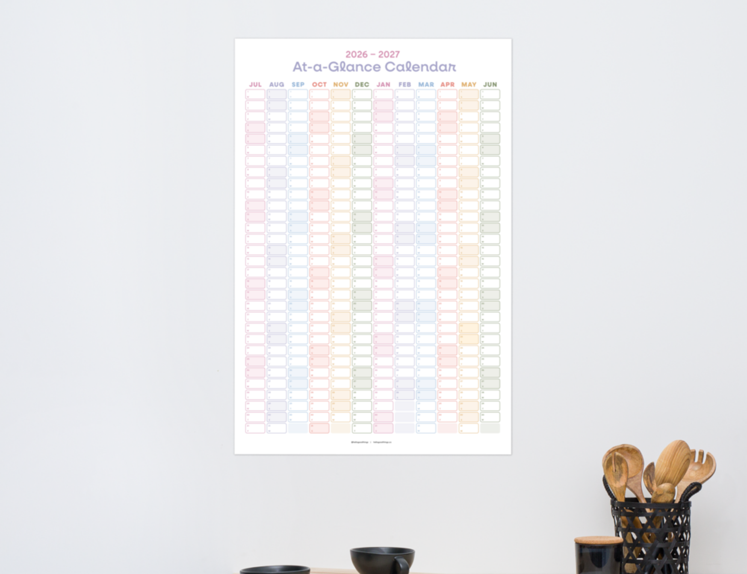 2026-2027 Wall Poster Calendar - At-a-Glance Calendar (Golden Hour)