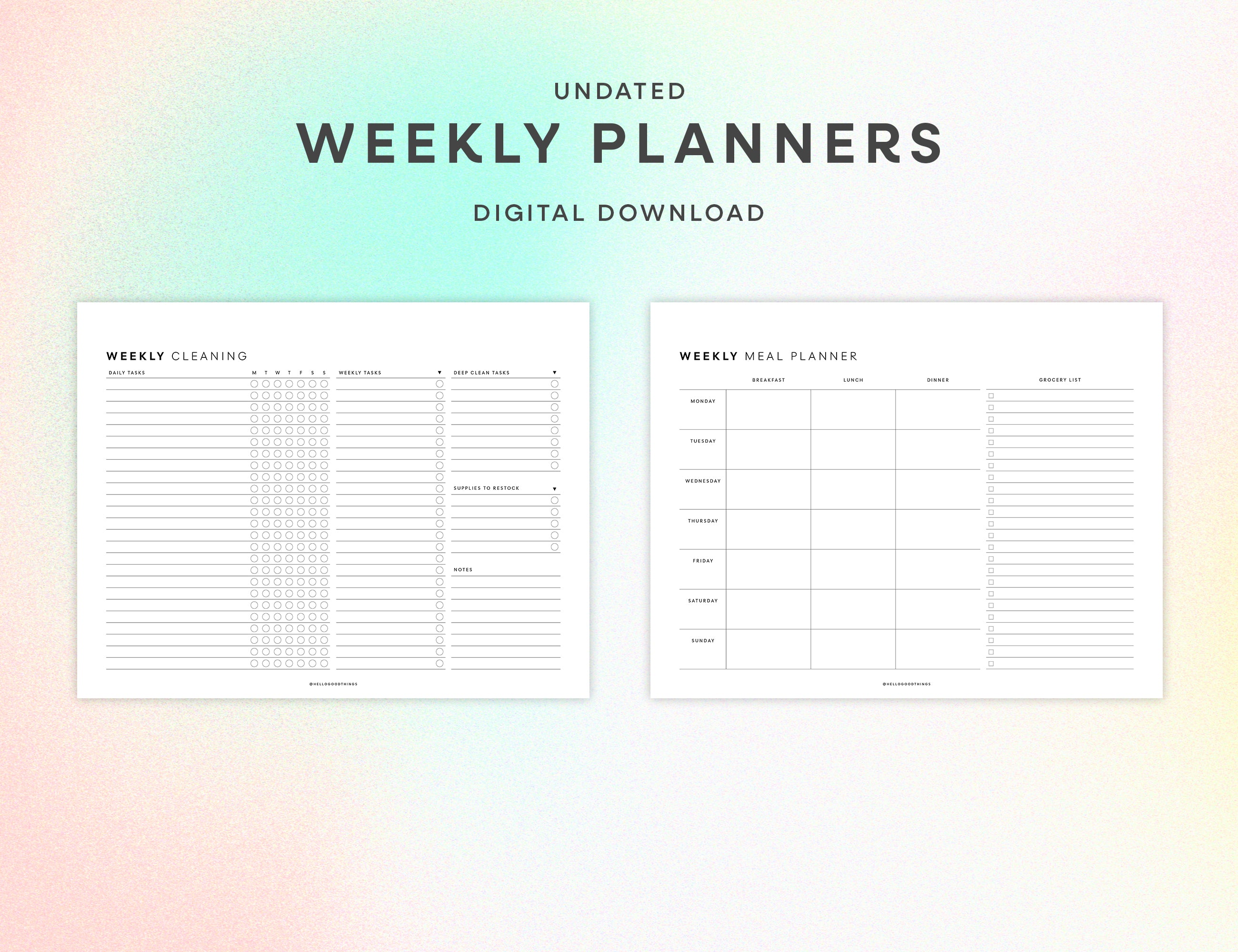 Weekly Planning Printables (Letter, A4, Half Letter)