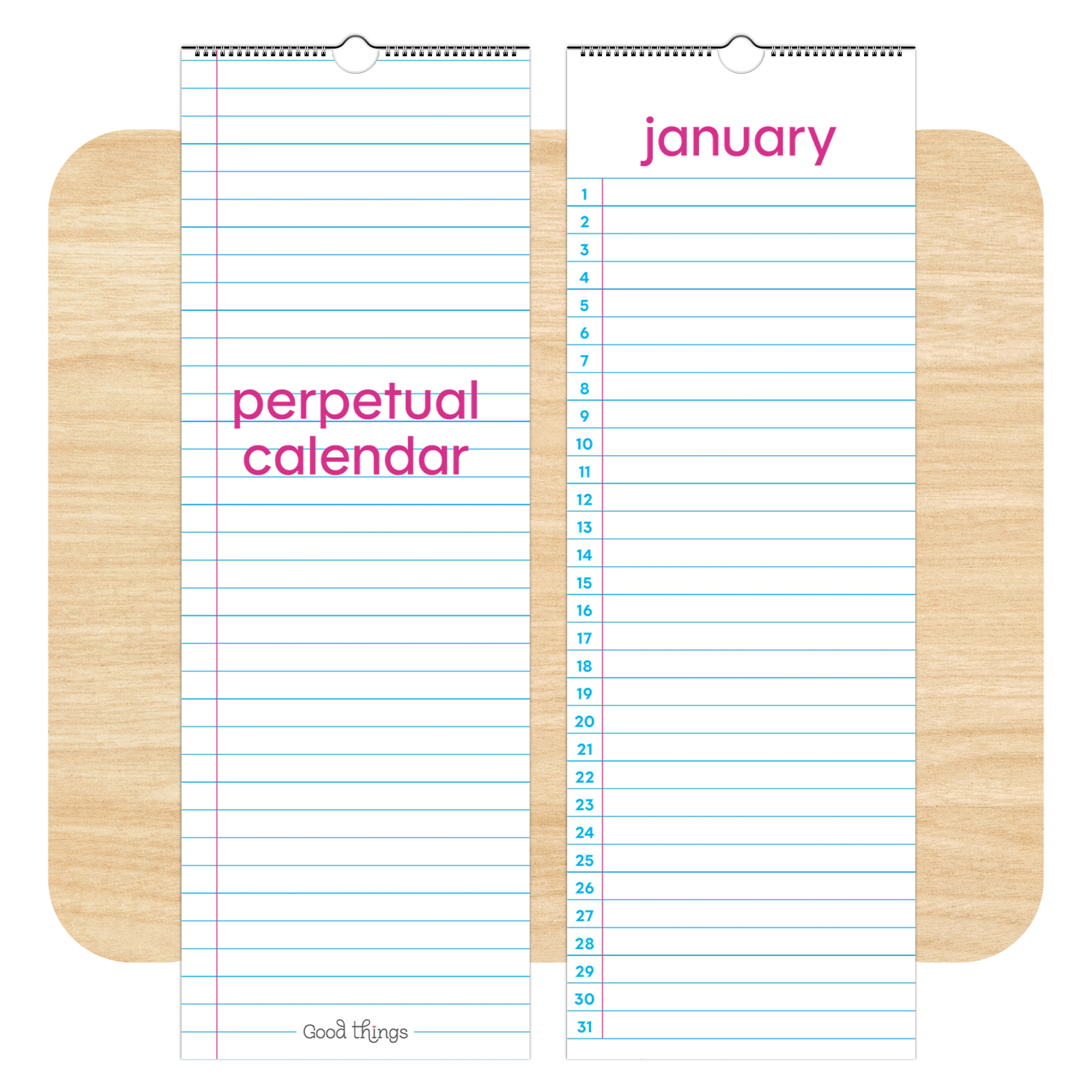 Perpetual Calendar - Wide-Ruled Notebook