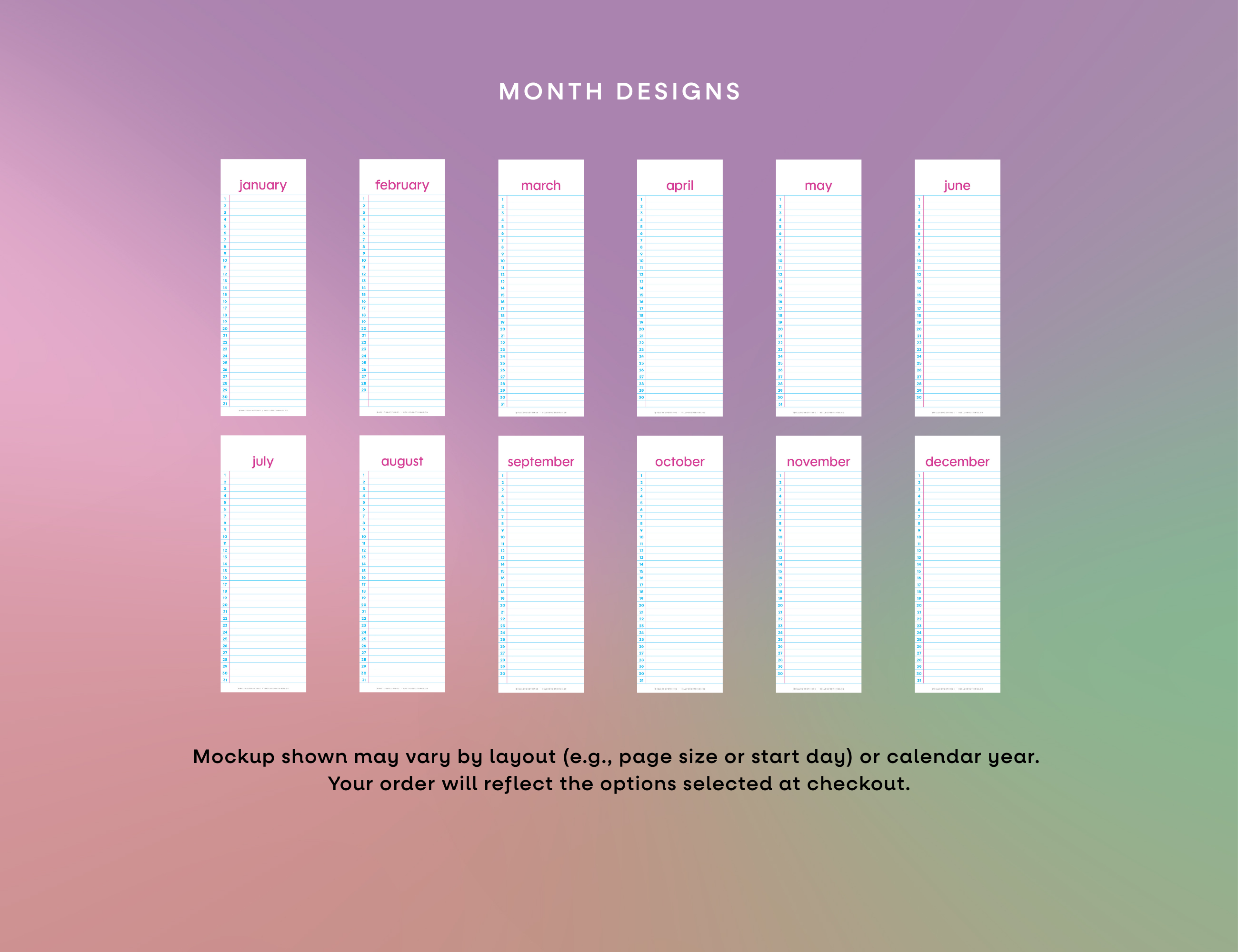 Wide Ruled Perpetual Wall Calendar