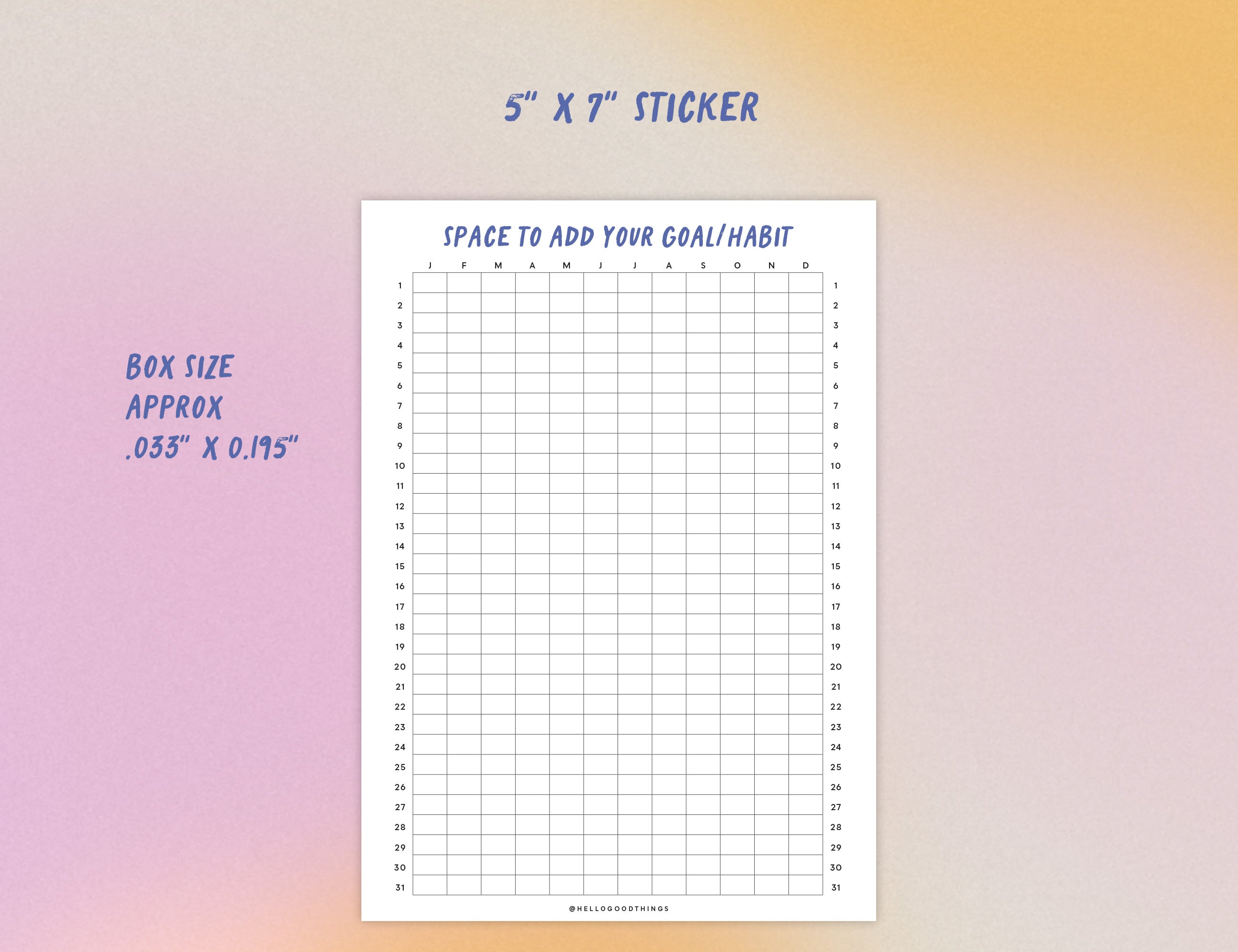 Year Tracker Sticker, Large