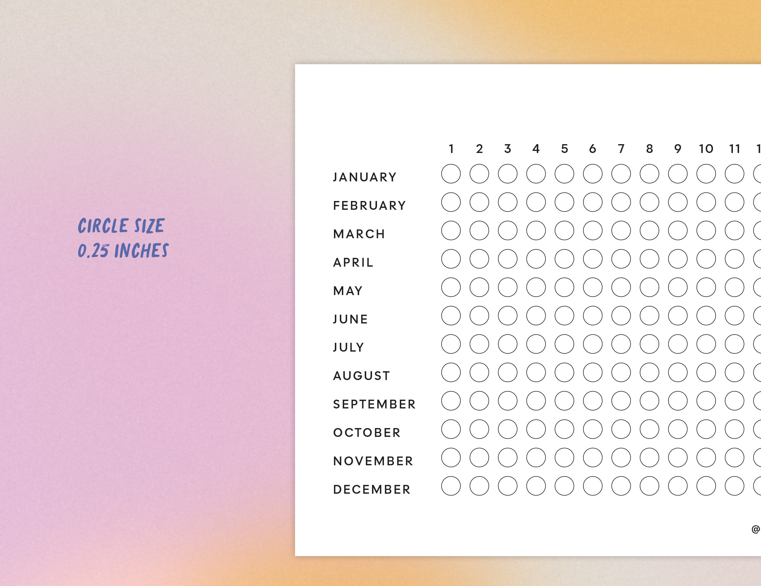 Year Tracker Sticker, Horizontal