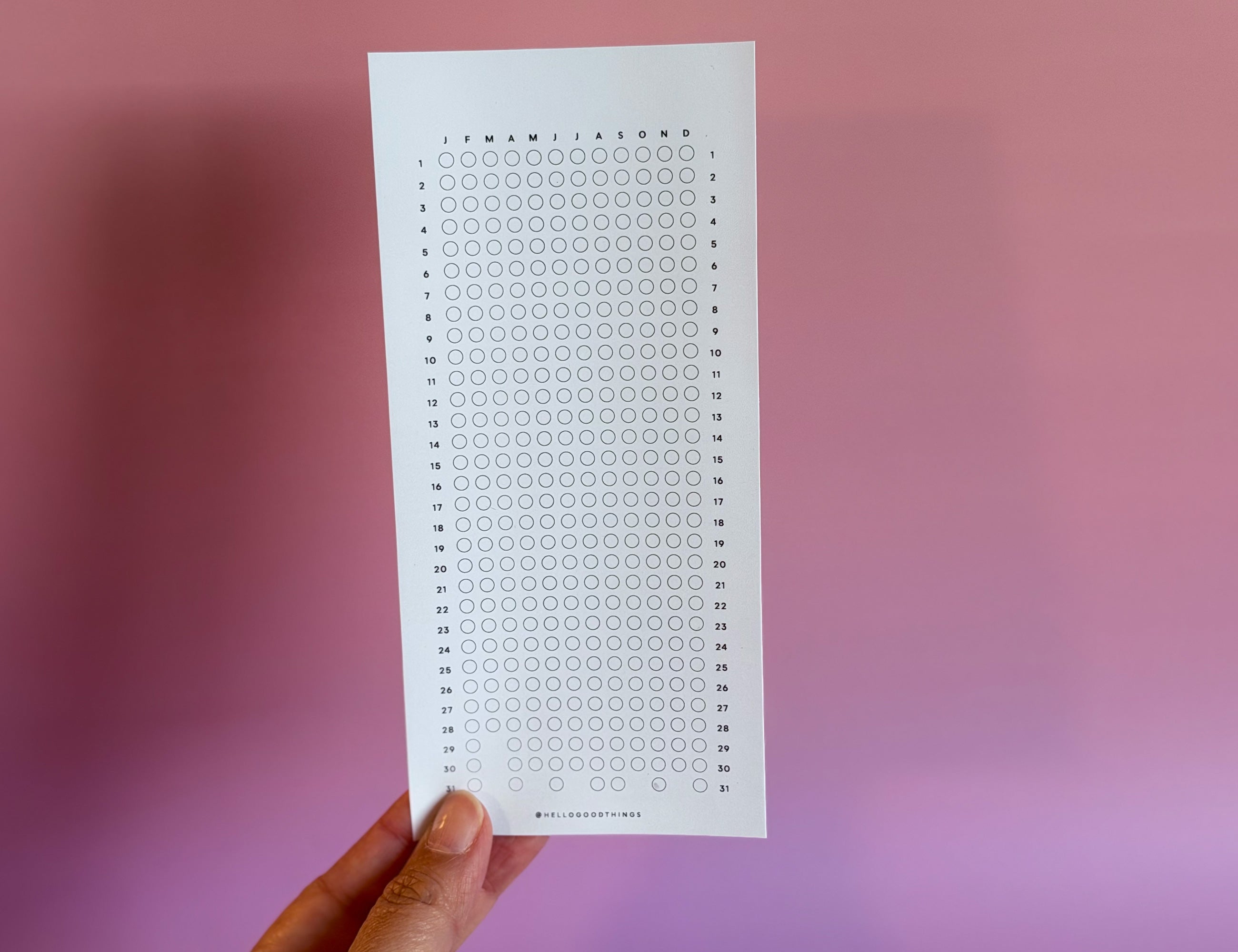 Year Tracker Sticker, Vertical