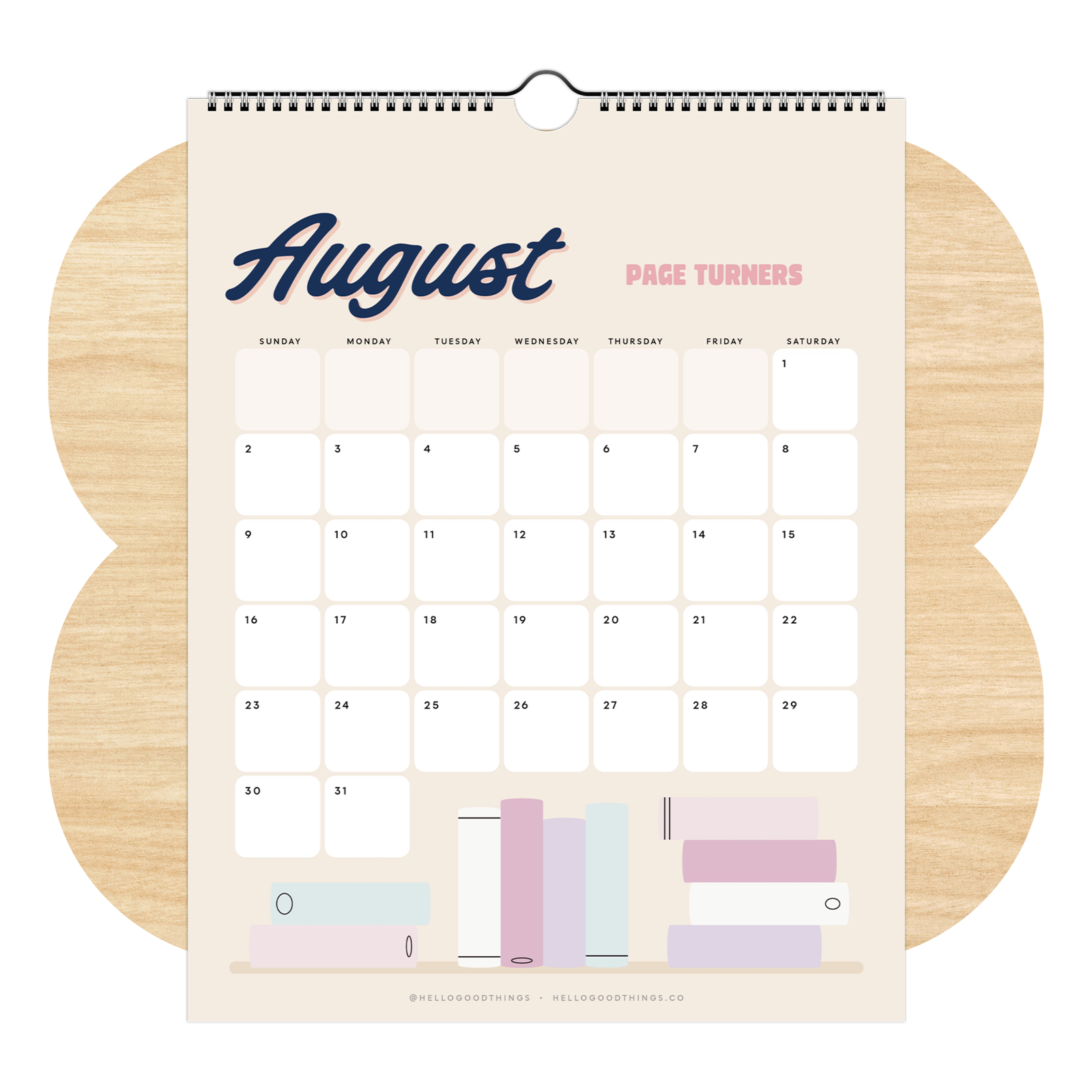 My Year in Books, 2026 Calendar with Reading Tracker (Sunday Start)