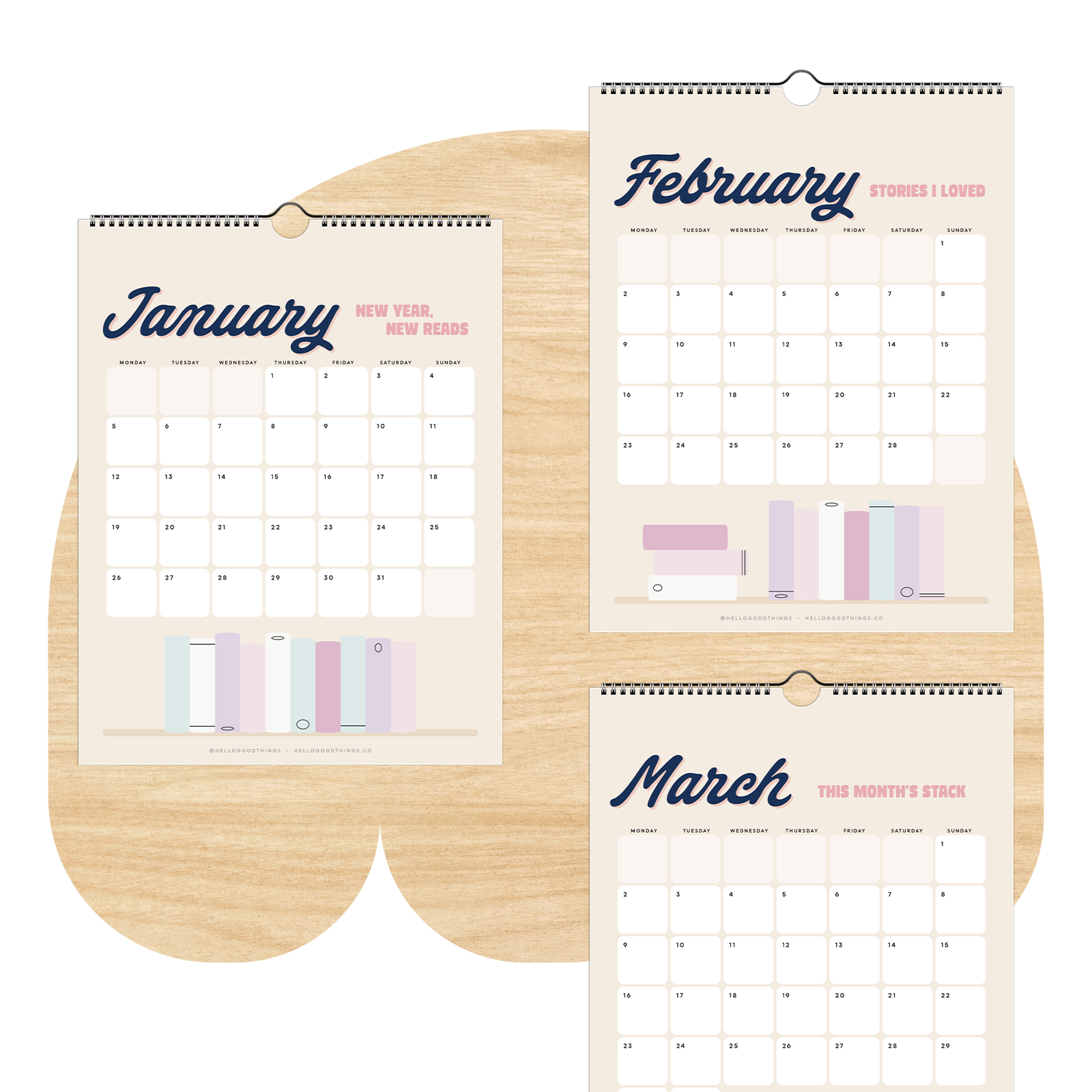 My Year in Books, 2026 Calendar with Reading Tracker (Monday Start)