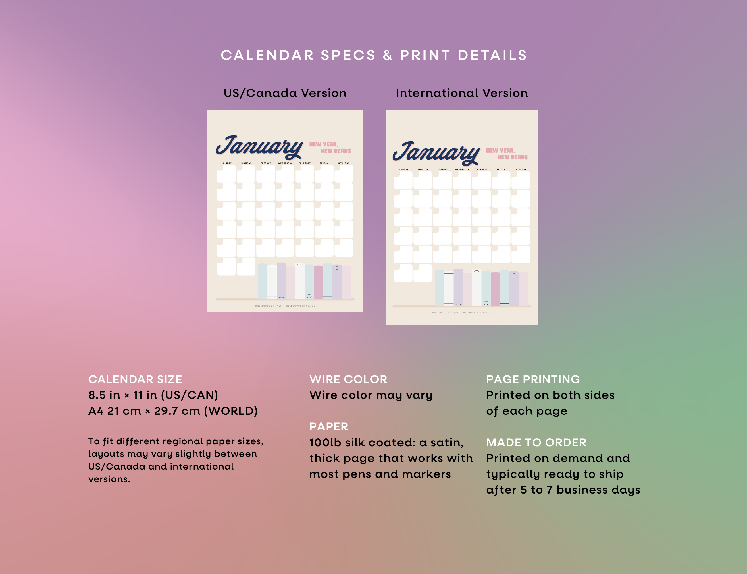 My Year in Books Undated Wall Calendar