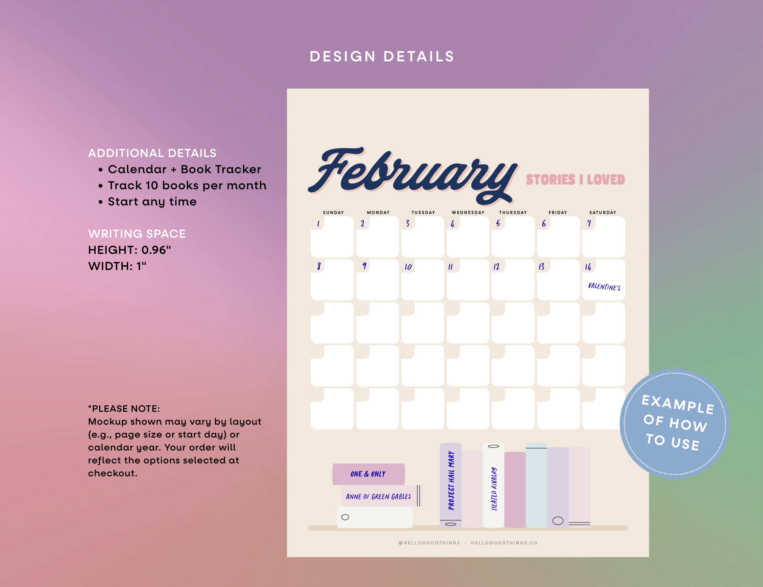 My Year in Books Undated Wall Calendar