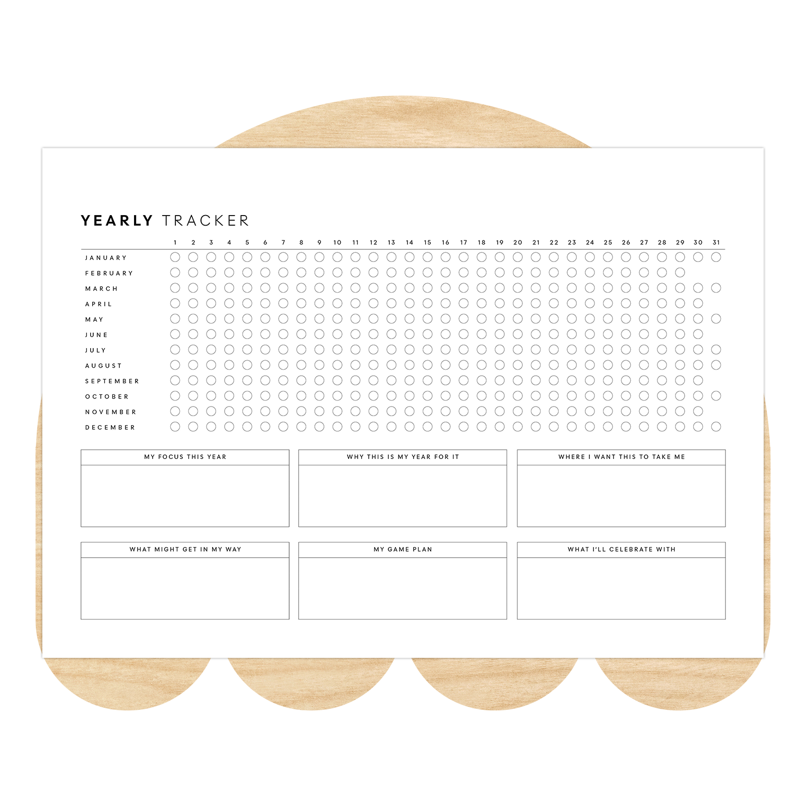 Yearly Habit Tracker Printable (Letter, A4)