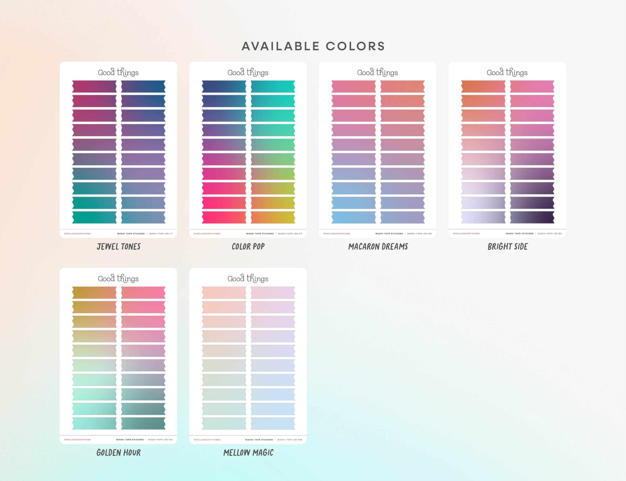 Gradient Washi Tape Strips Sticker Sheet