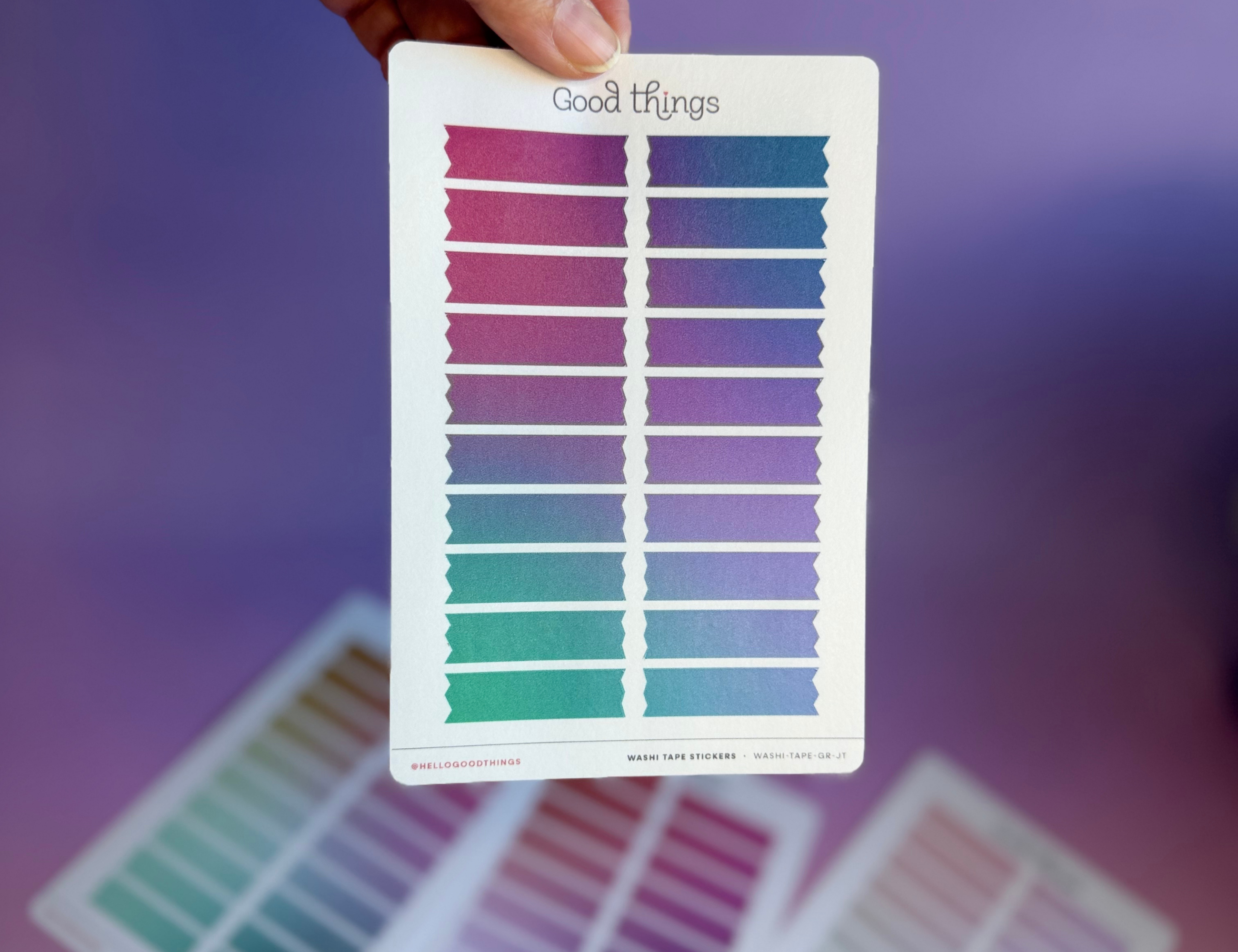 Gradient Washi Tape Strips Sticker Sheet