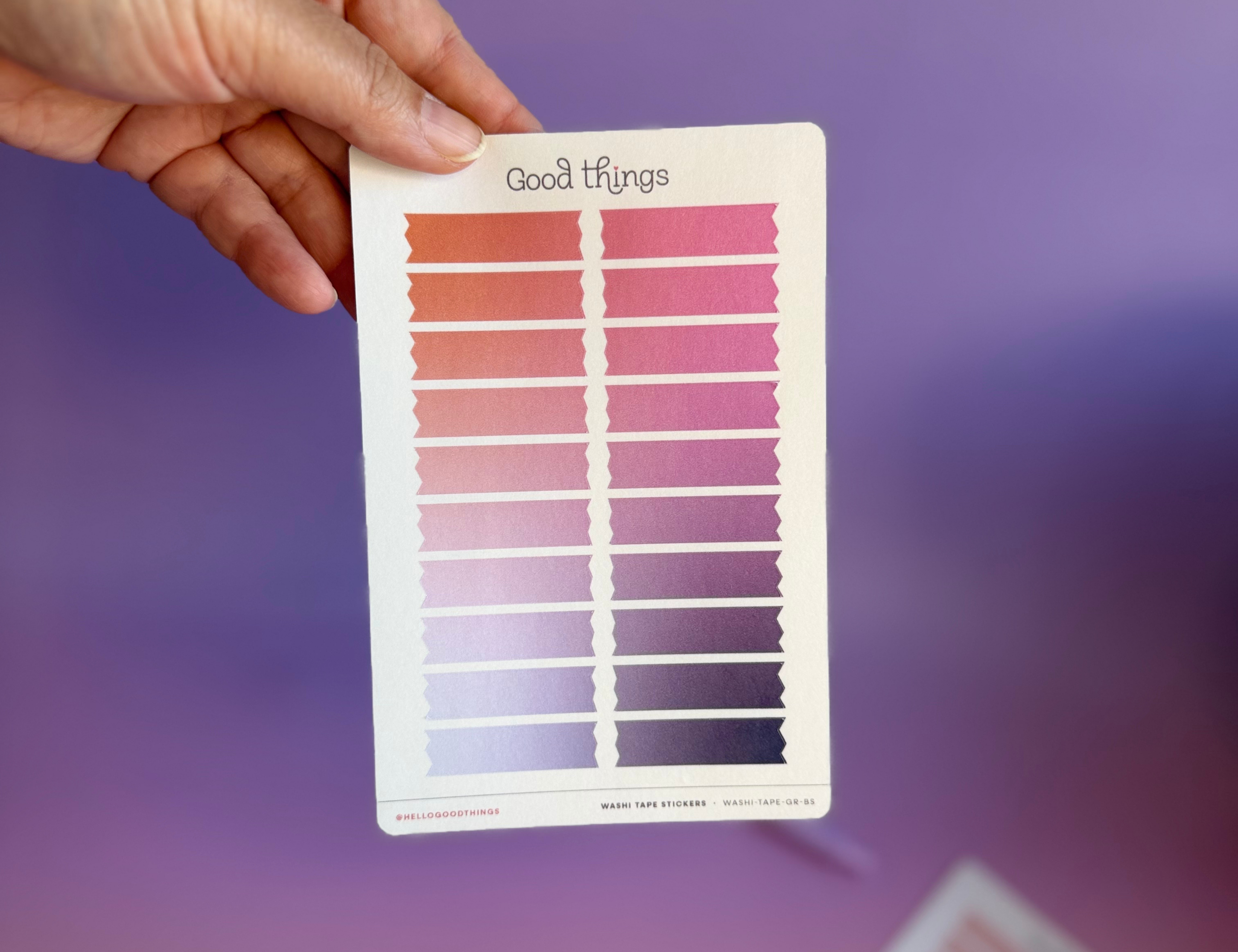 Gradient Washi Tape Strips Sticker Sheet