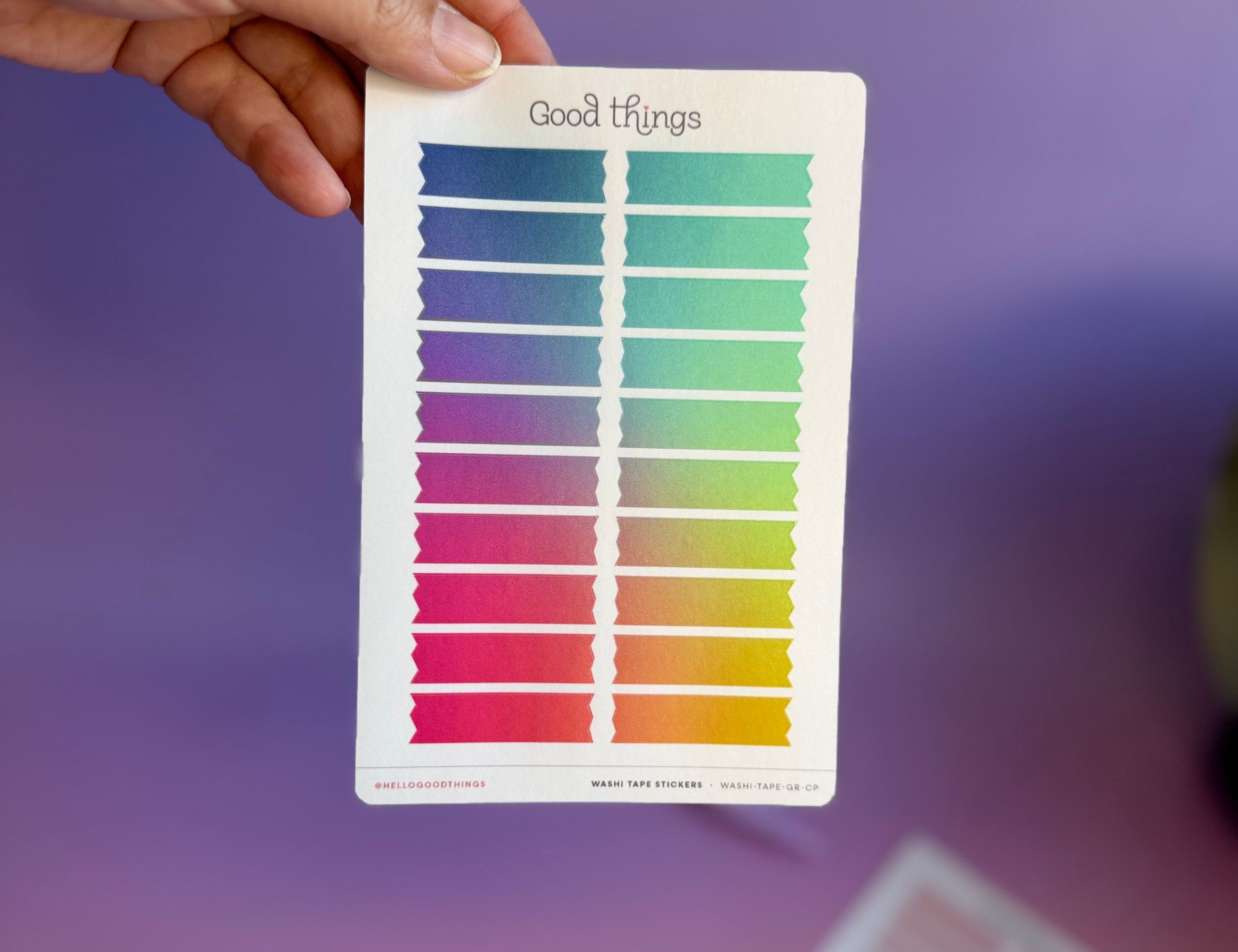 Gradient Washi Tape Strips Sticker Sheet