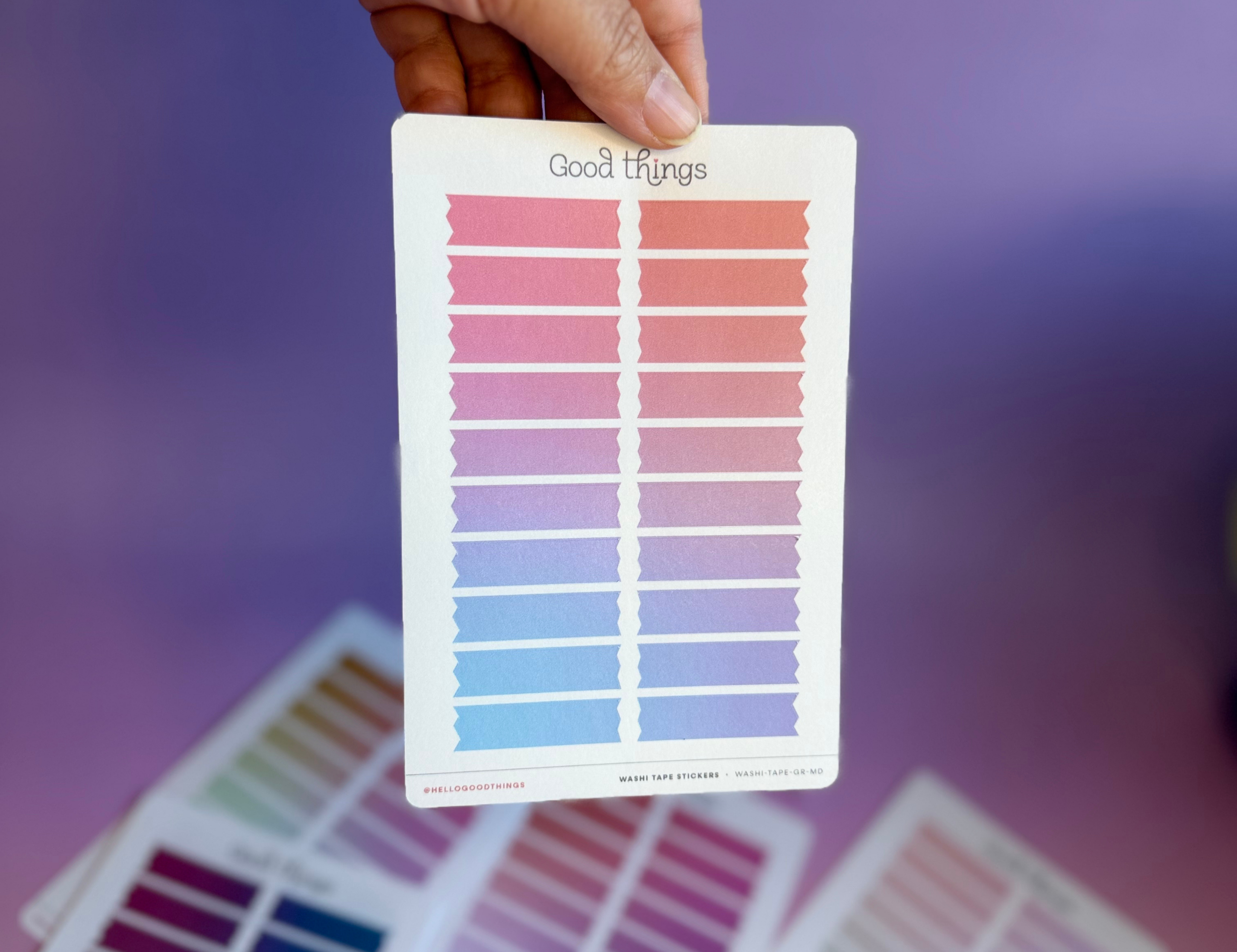 Gradient Washi Tape Strips Sticker Sheet