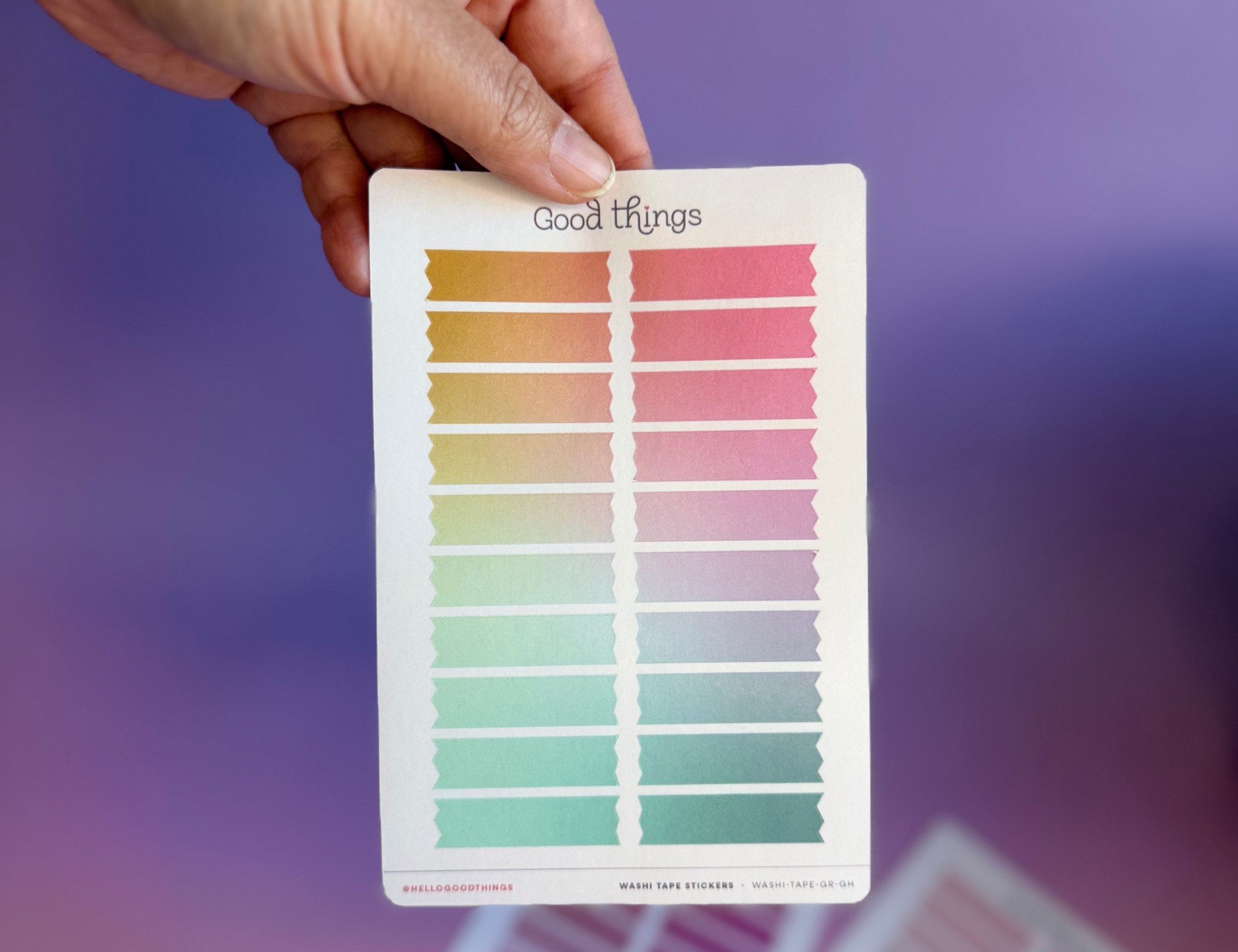 Gradient Washi Tape Strips Sticker Sheet