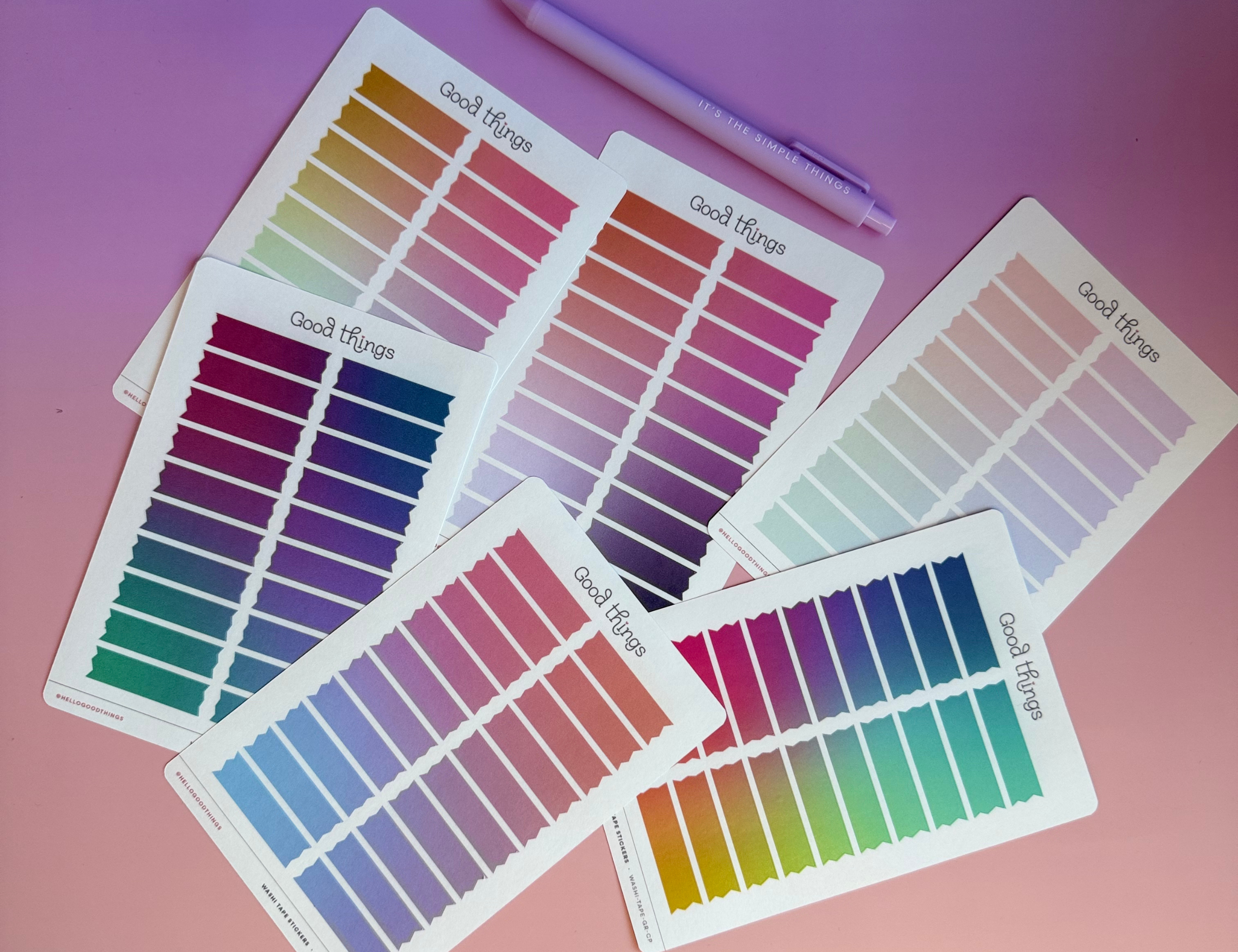 Gradient Washi Tape Strips Sticker Sheet