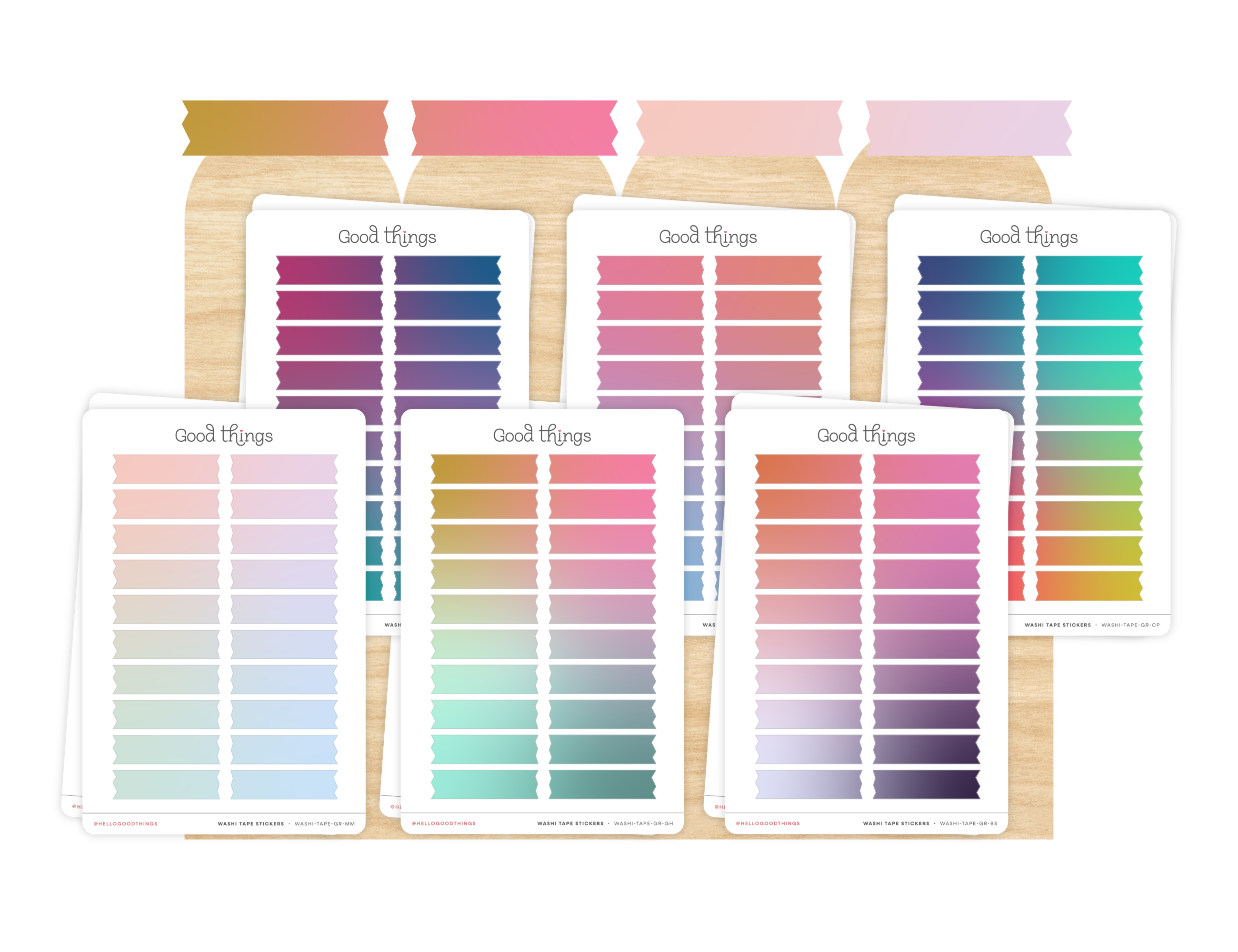 Gradient Washi Tape Strips Sticker Sheet