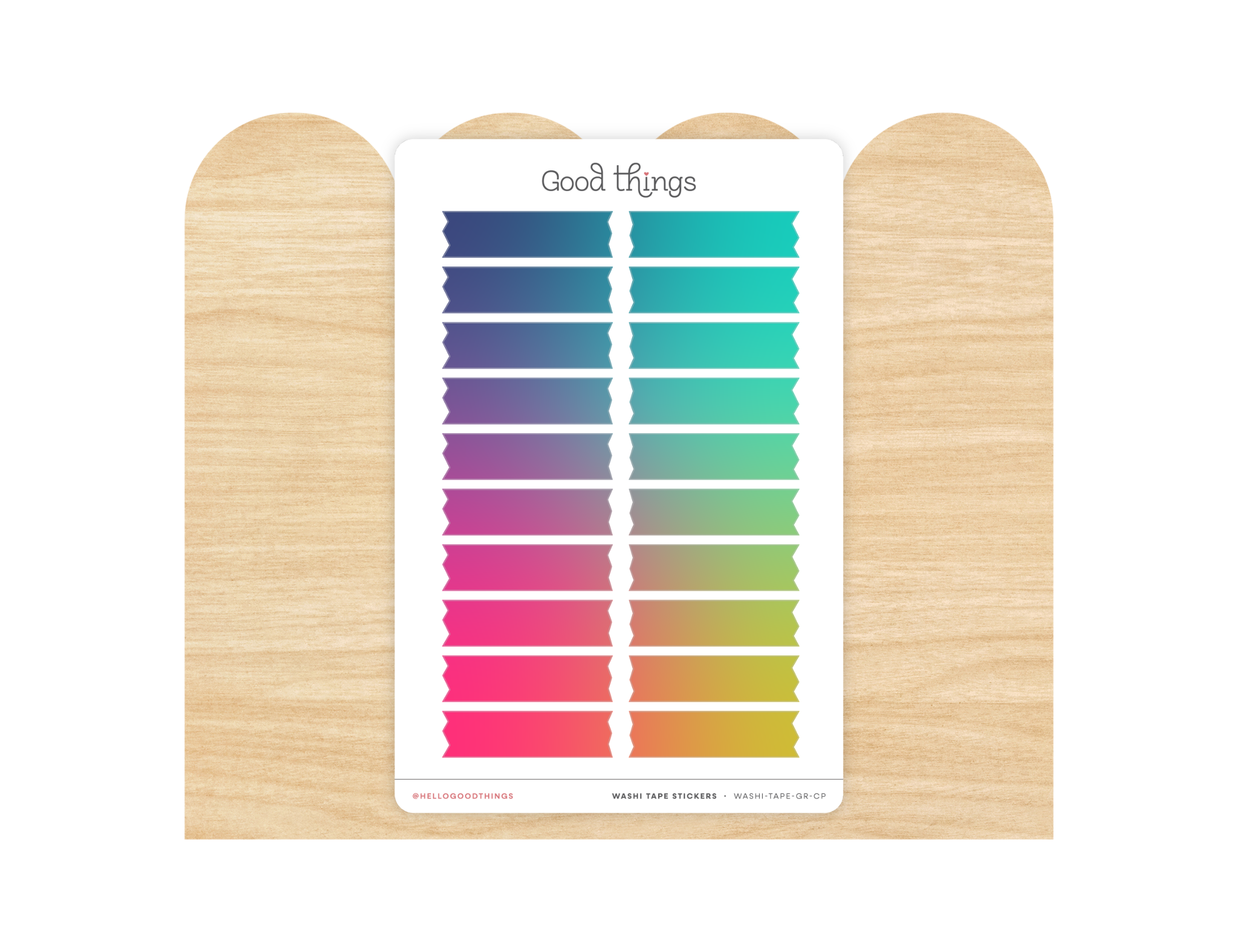 Gradient Washi Tape Strips Sticker Sheet