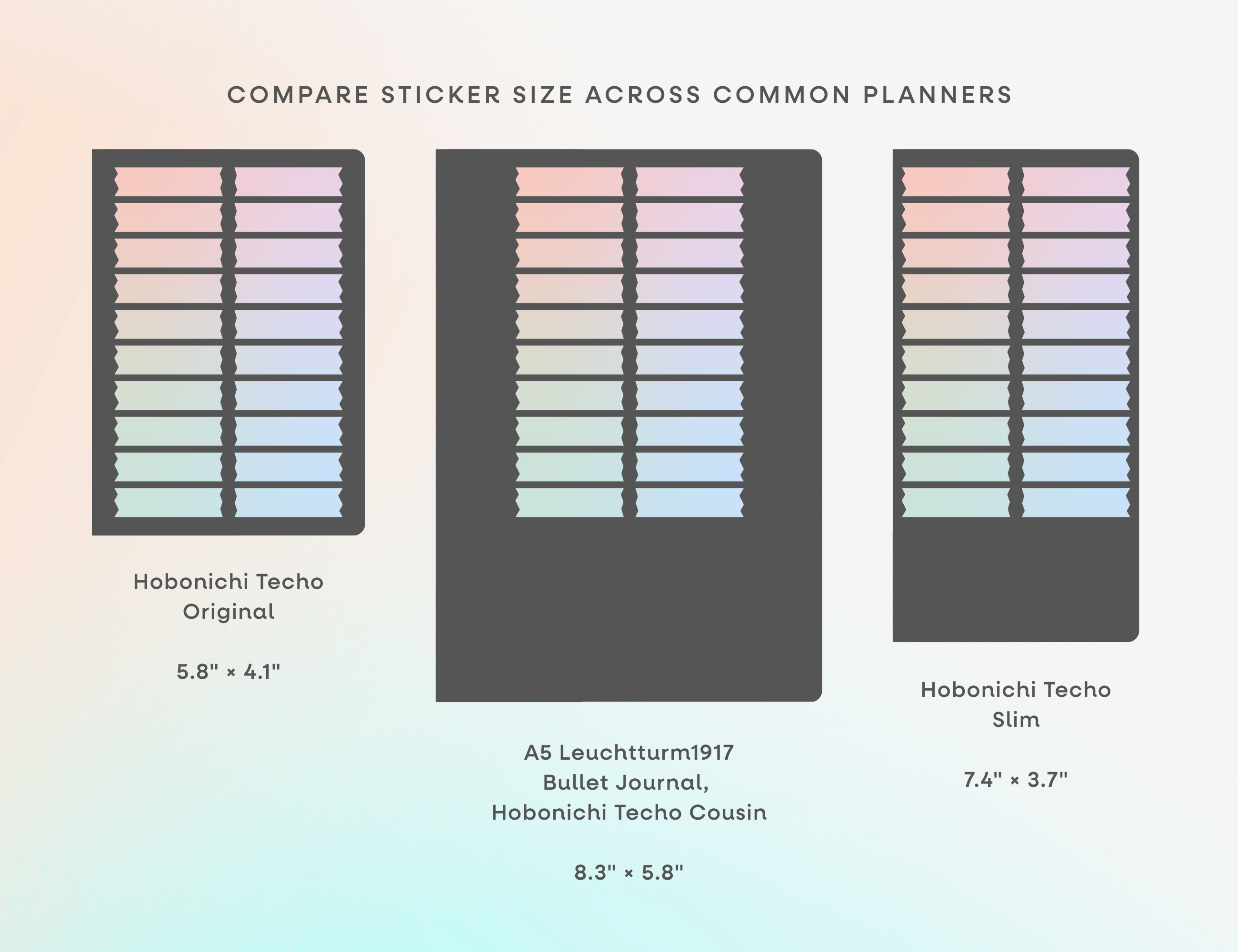 Gradient Washi Tape Strips Sticker Sheet