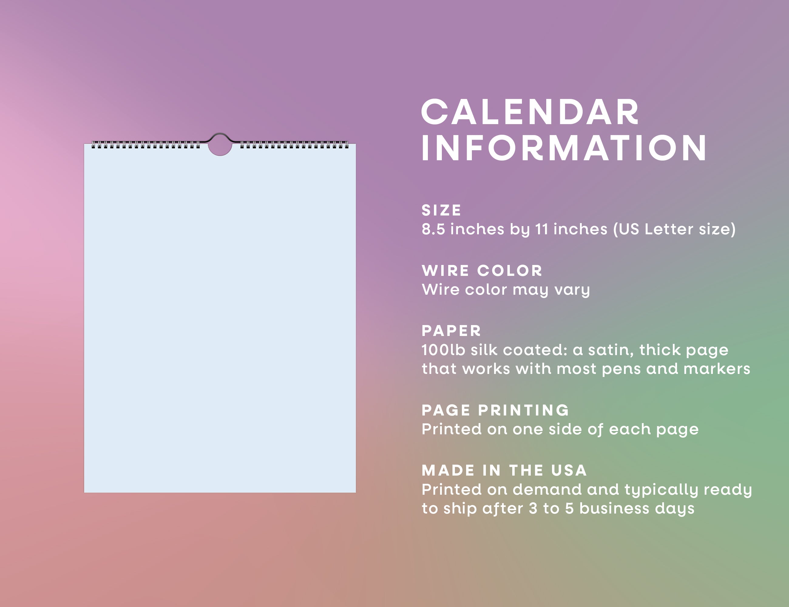 Gradient Calendar | 2026 Large Calendar