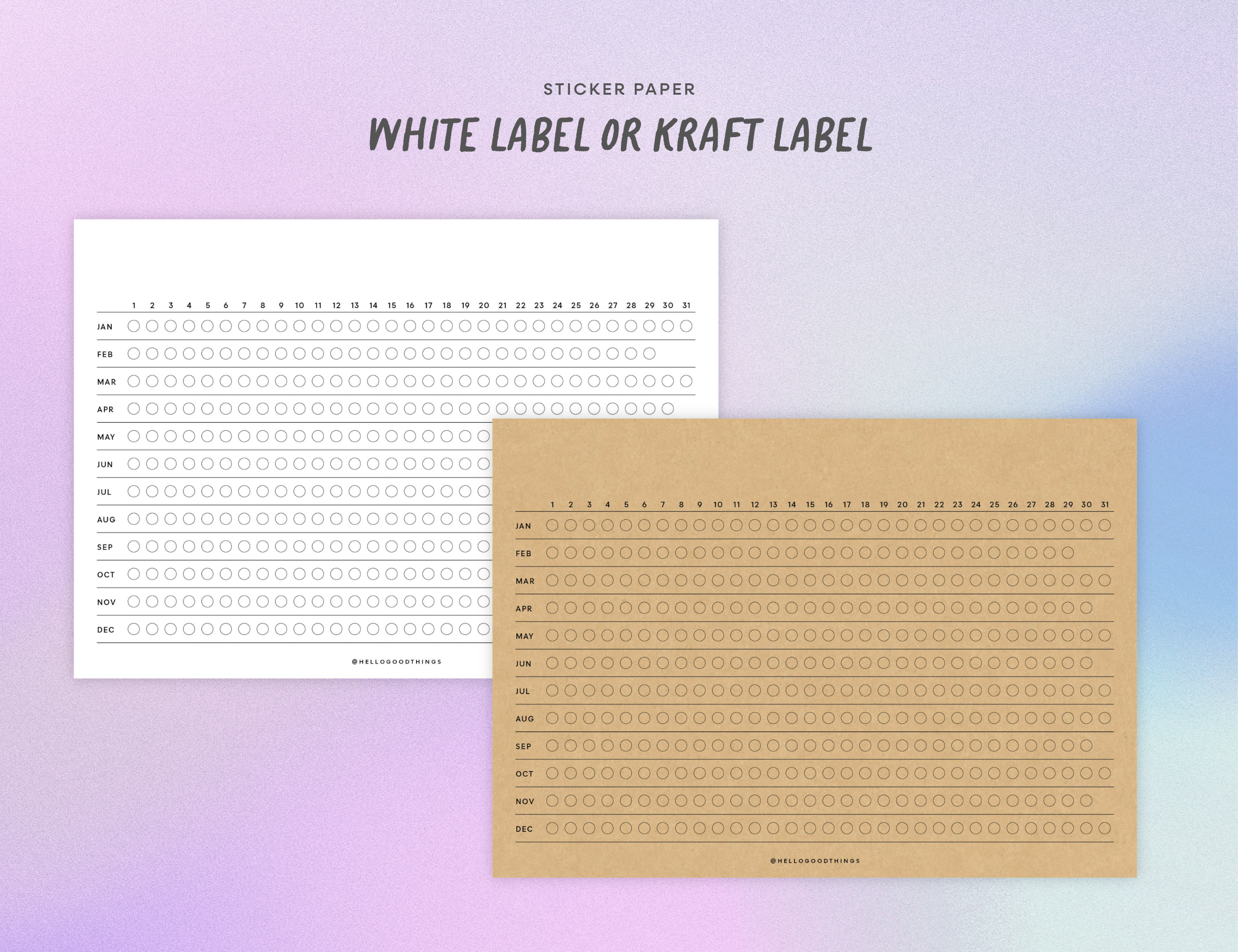 Year Tracker Sticker, Large, Horizontal Circles