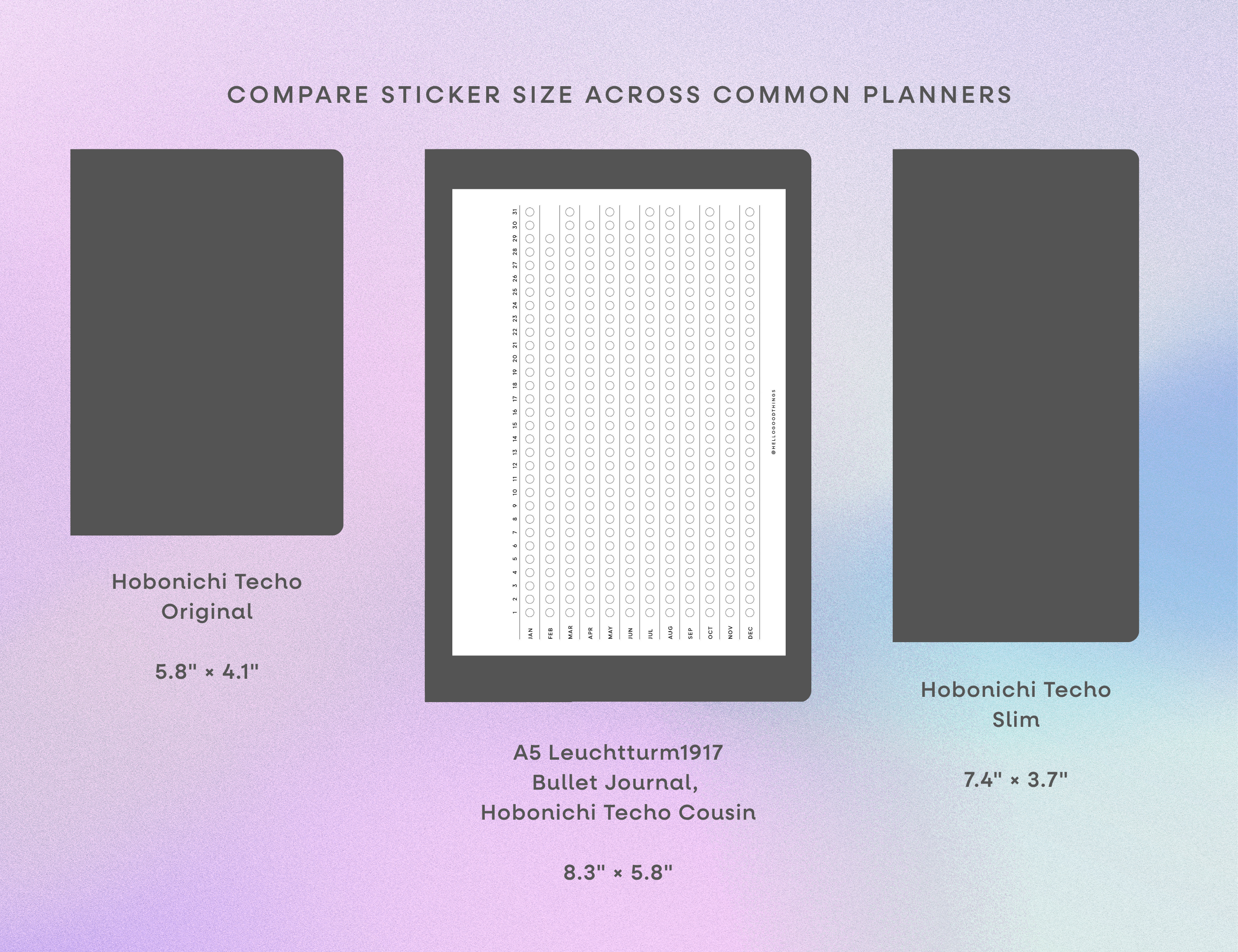 Year Tracker Sticker, Large, Horizontal Circles