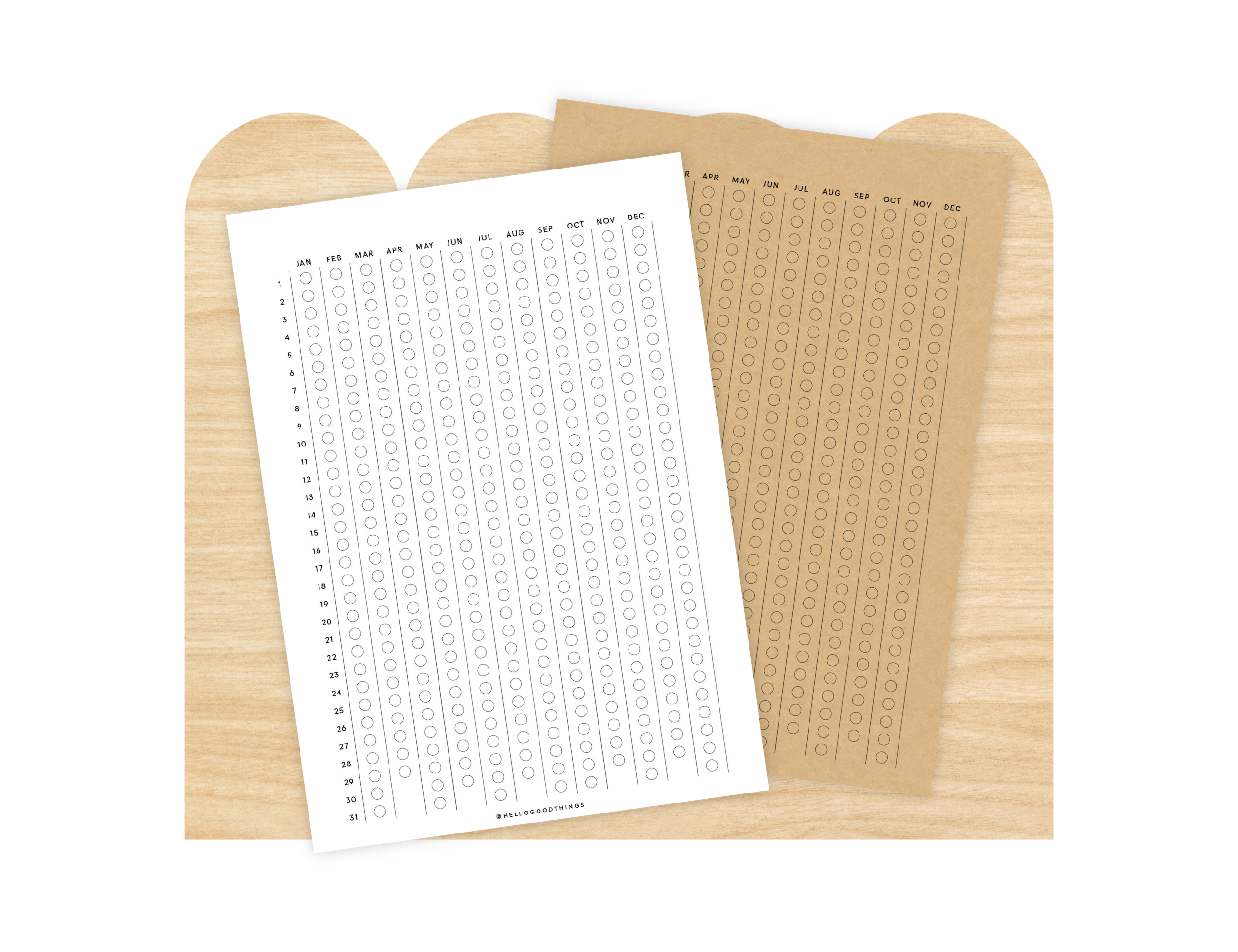 Year Tracker Sticker, Large, Vertical Circles