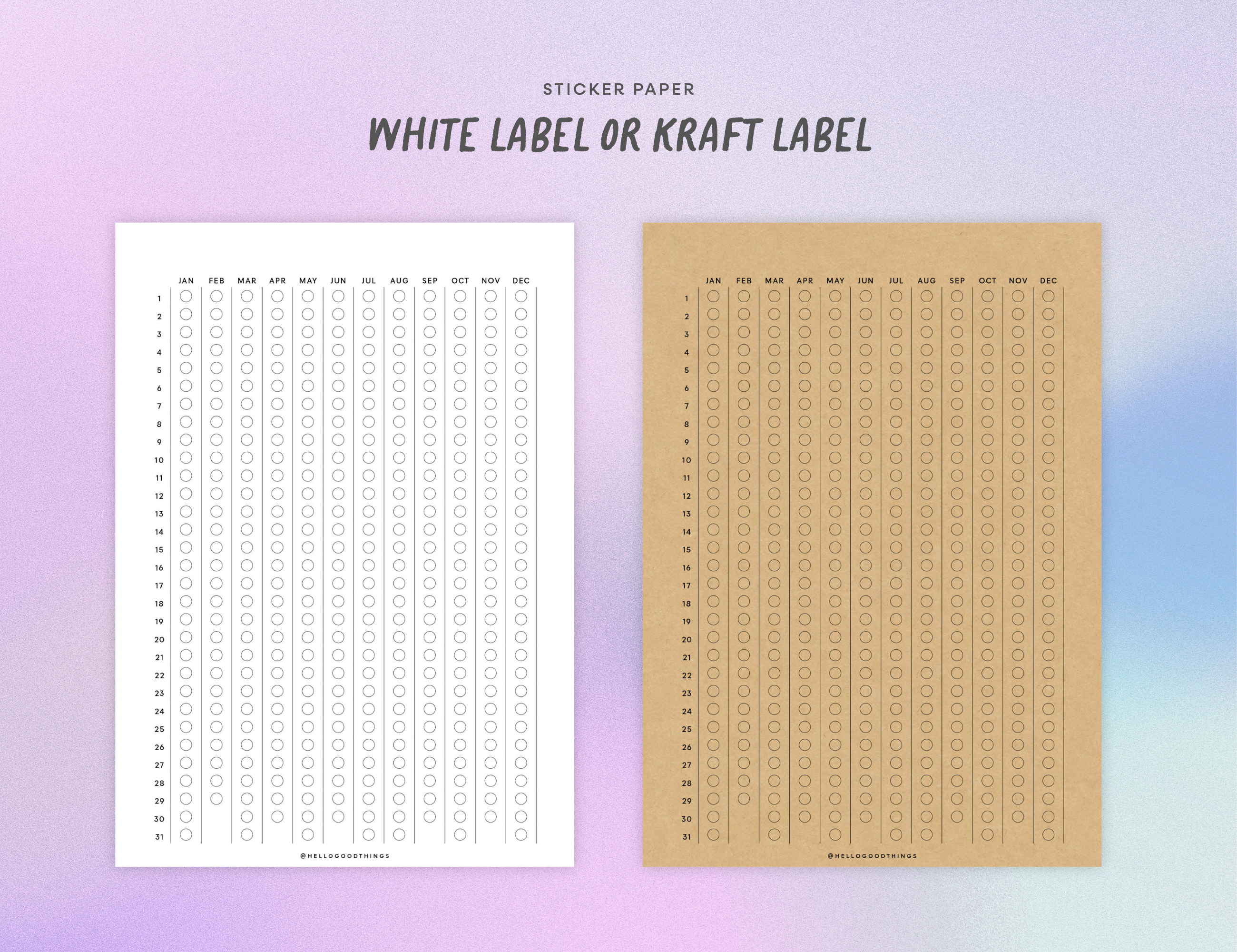 Year Tracker Sticker, Large, Vertical Circles