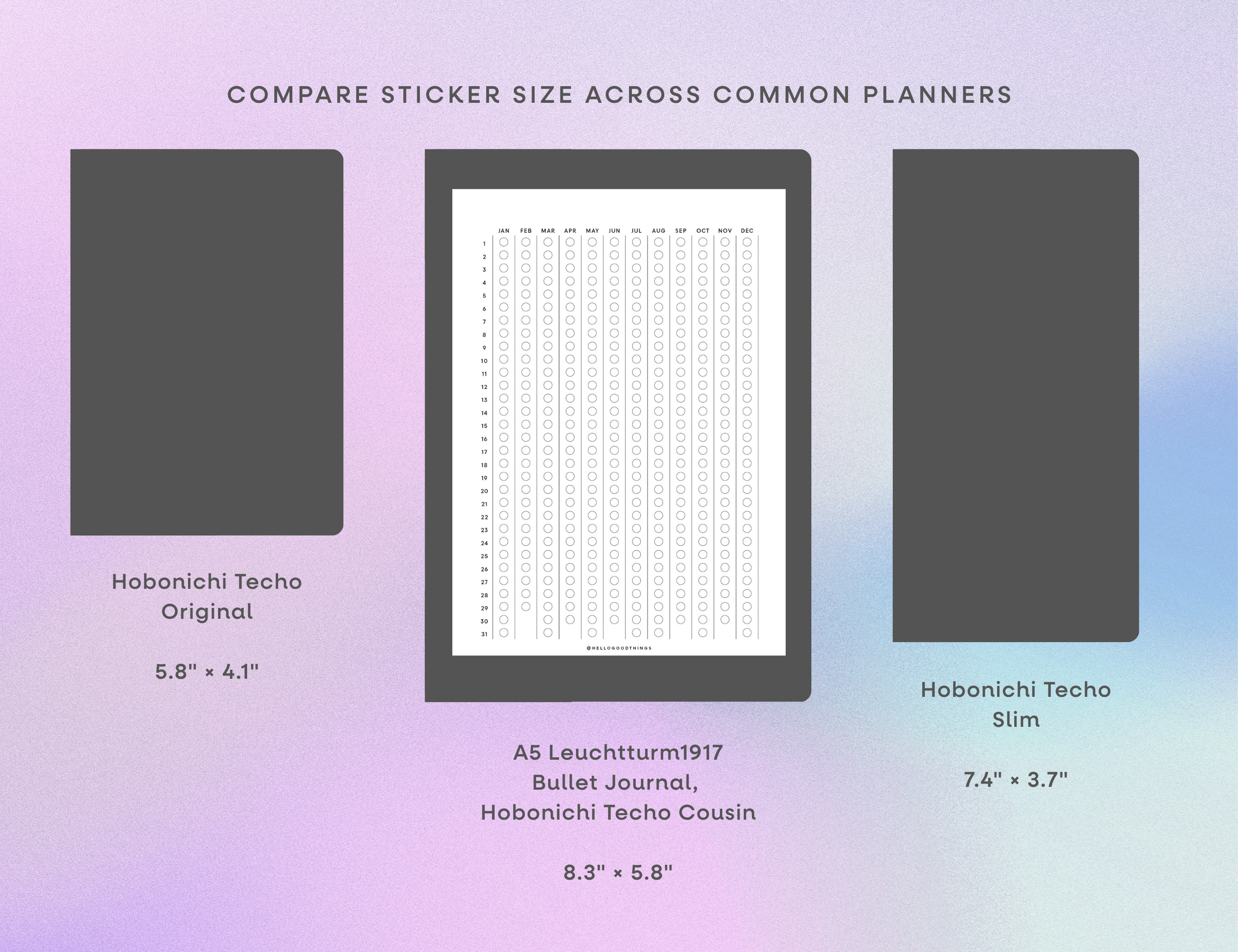 Year Tracker Sticker, Large, Vertical Circles