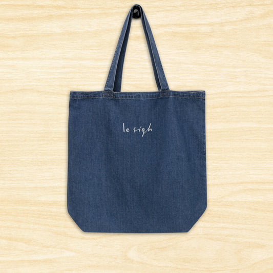 Le Sigh Embroidered Denim Tote Bag