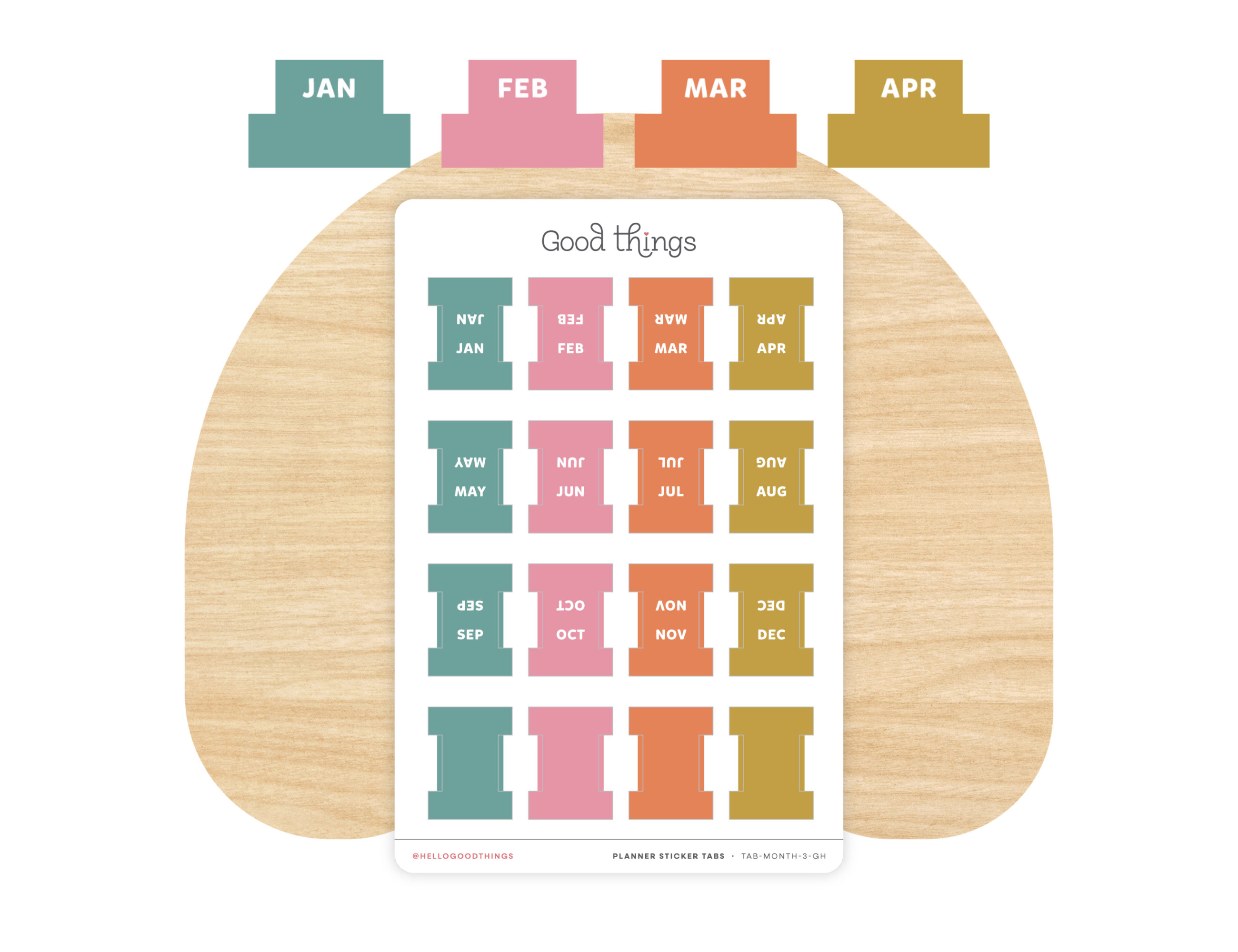 Monthly Planner Small Divider Tabs - Golden Hour