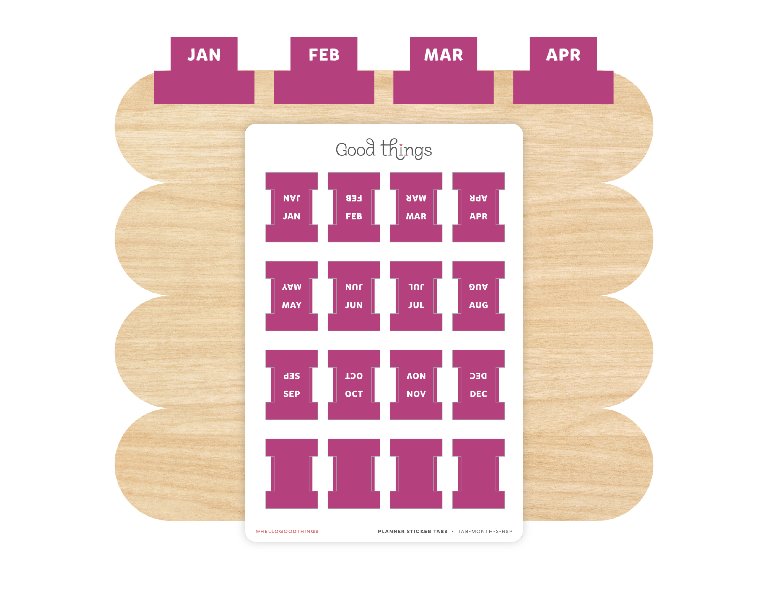 Monthly Planner Small Divider Tabs - Raspberry