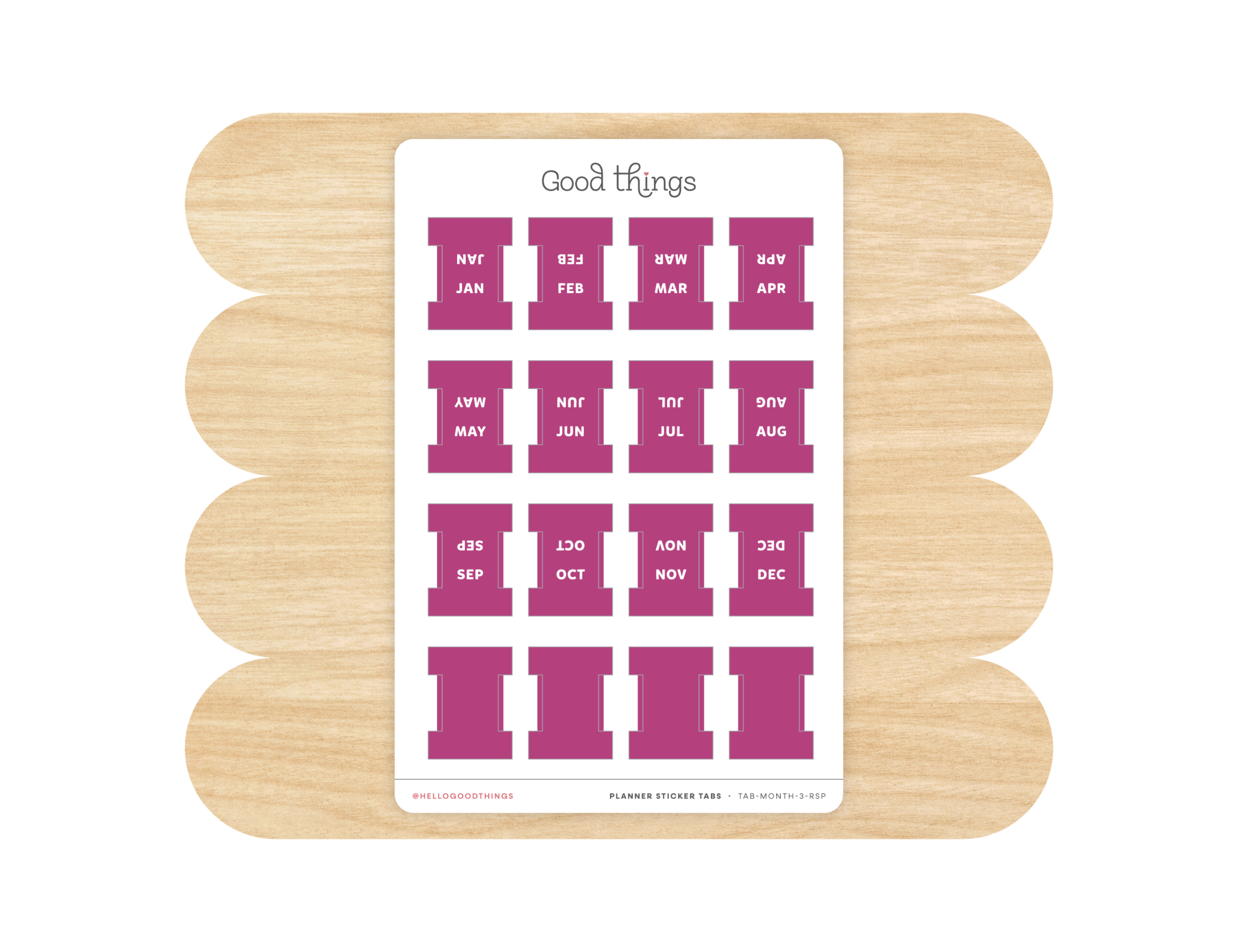 Monthly Planner Small Divider Tabs - Raspberry