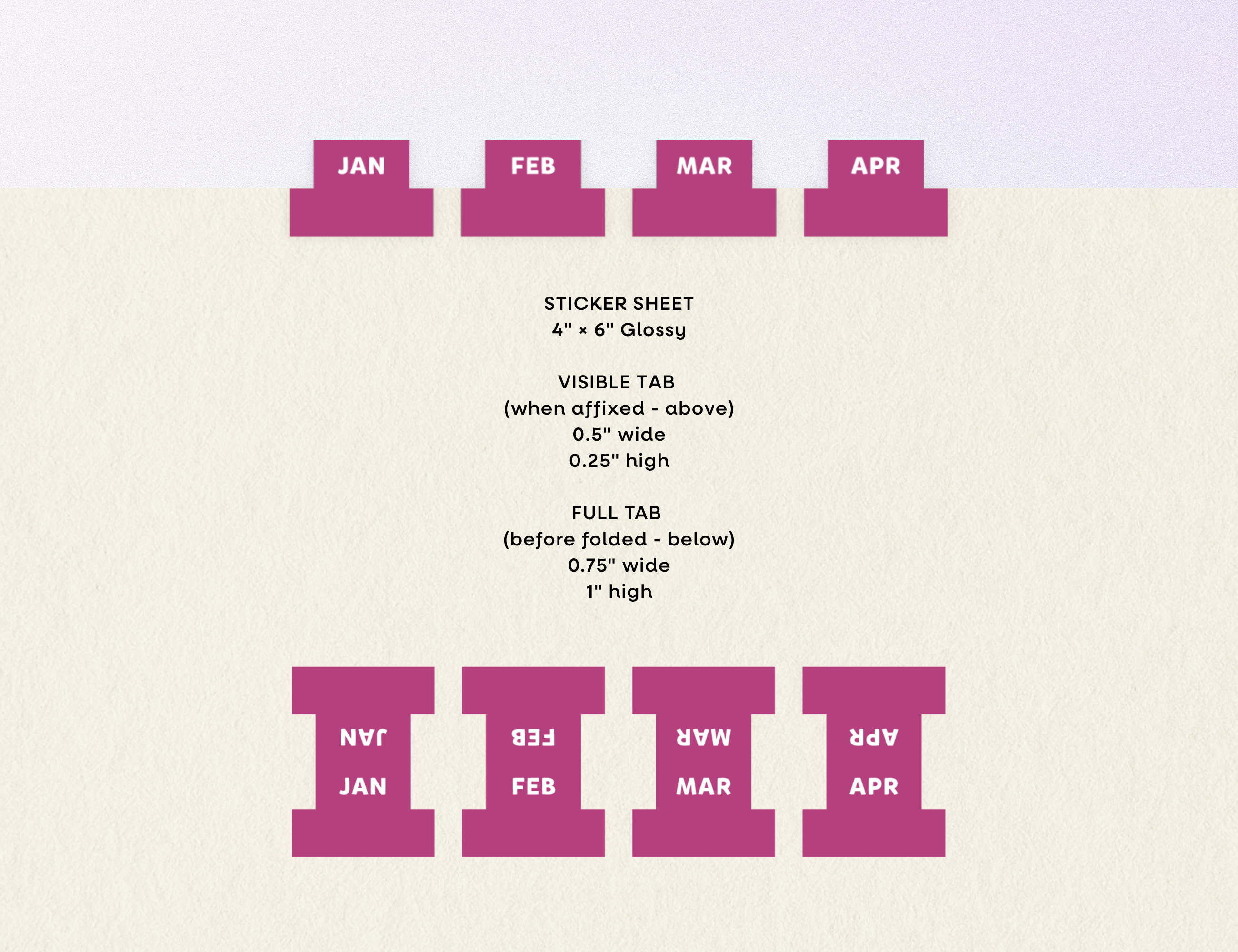 Monthly Planner Small Divider Tabs - Raspberry