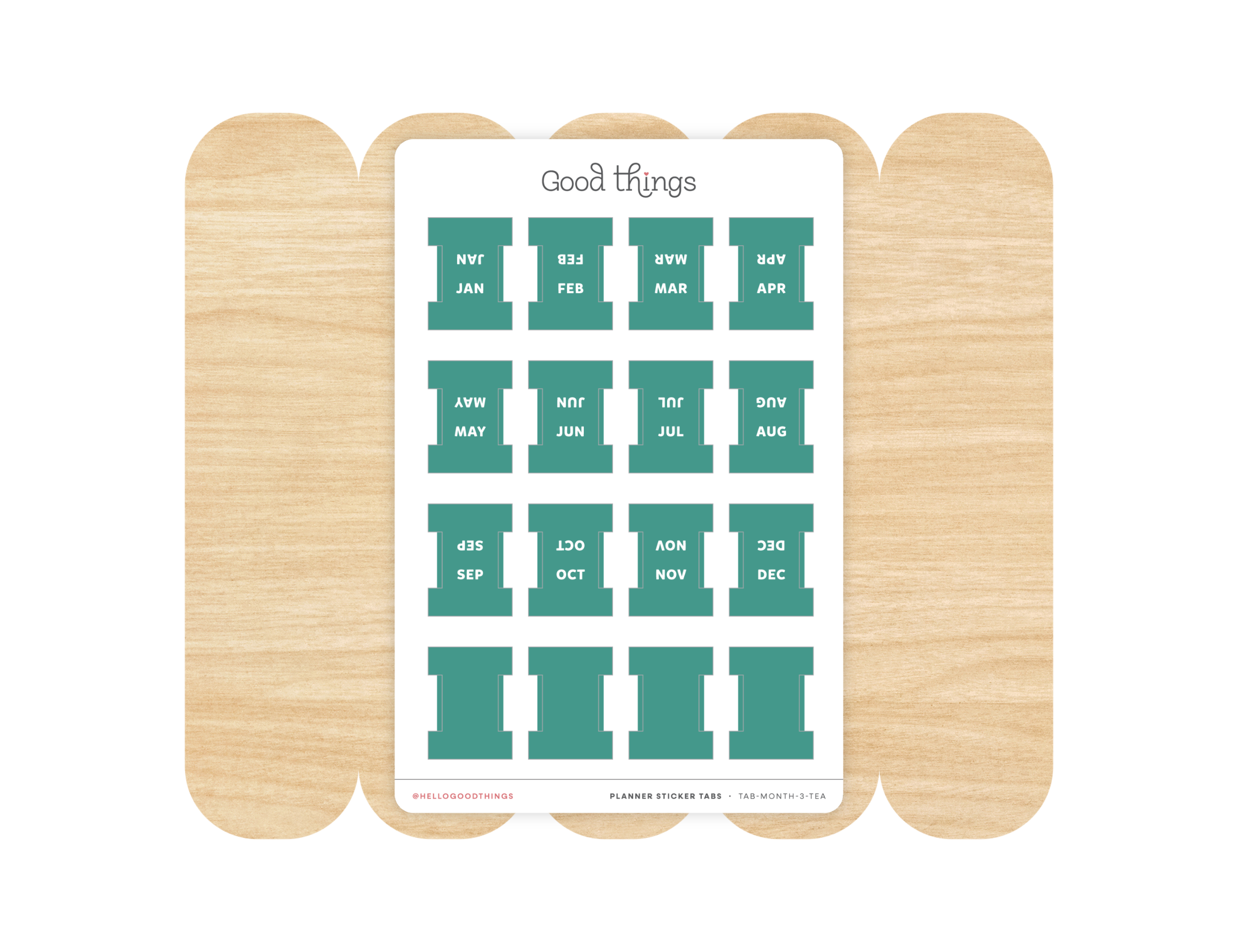 Monthly Planner Small Divider Tabs - Teal
