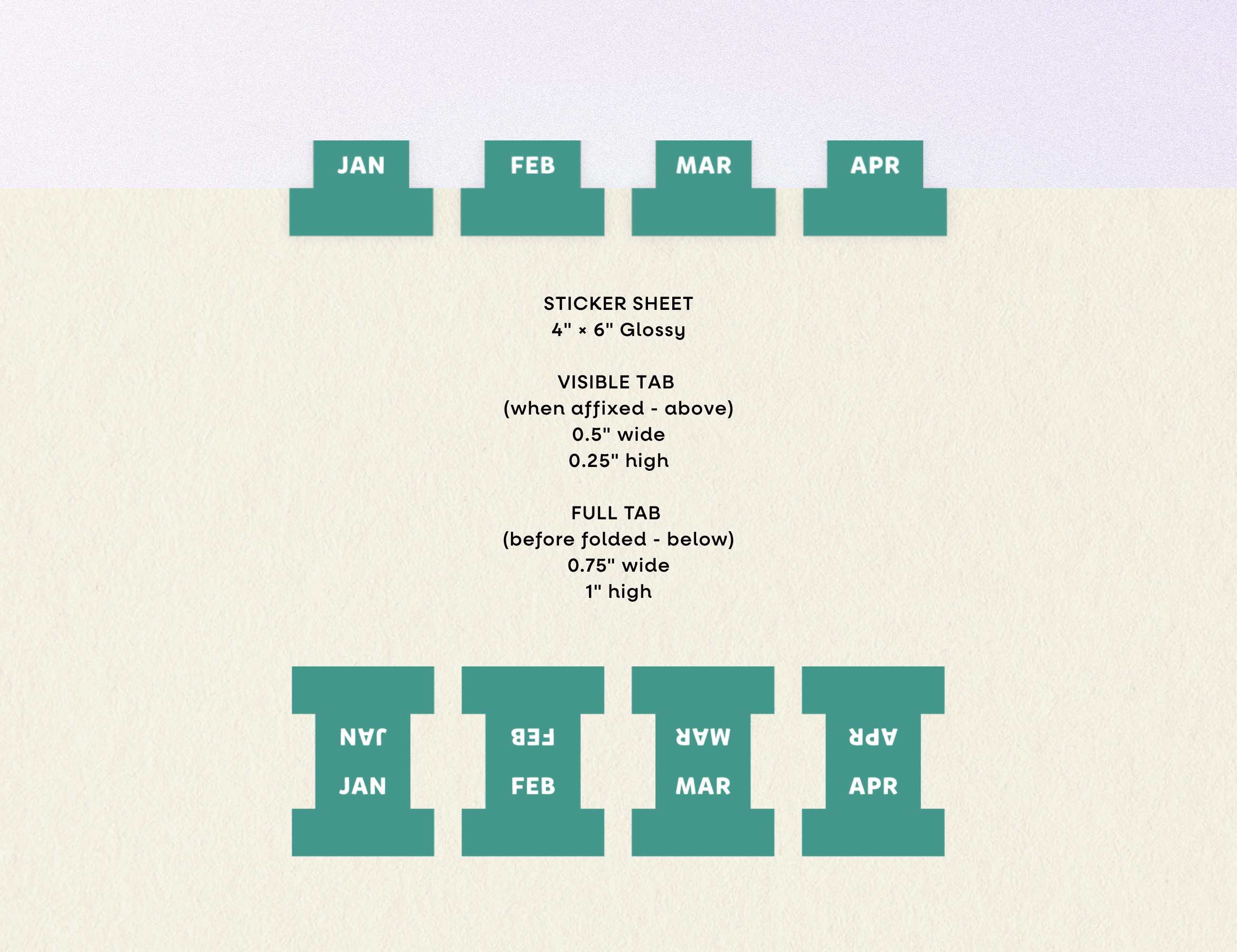 Monthly Planner Small Divider Tabs - Teal