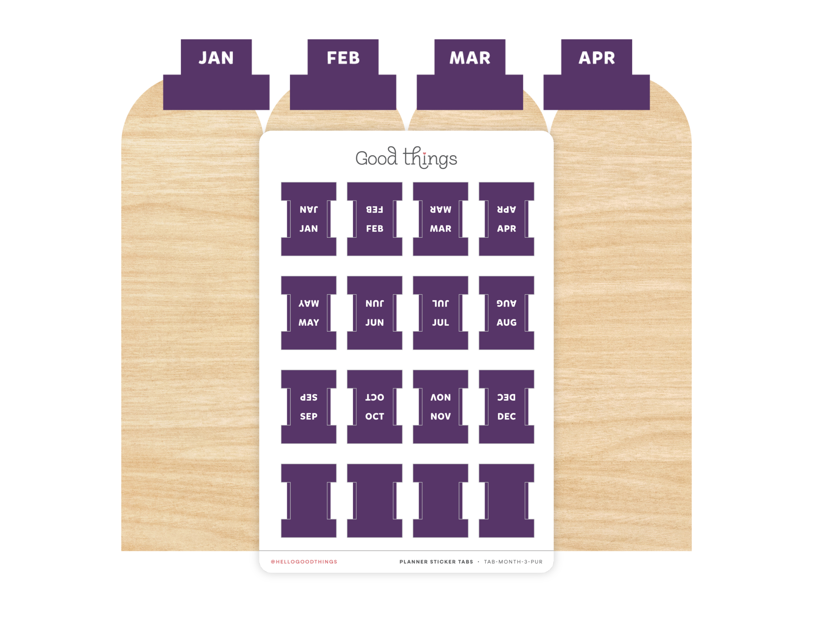 Monthly Planner Small Divider Tabs - Purple