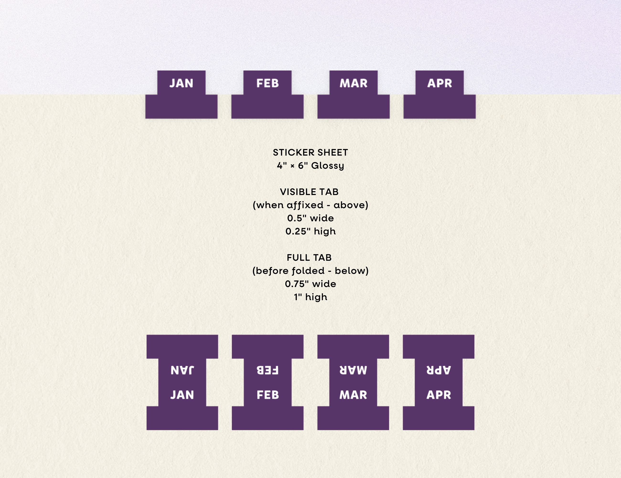 Monthly Planner Small Divider Tabs - Purple
